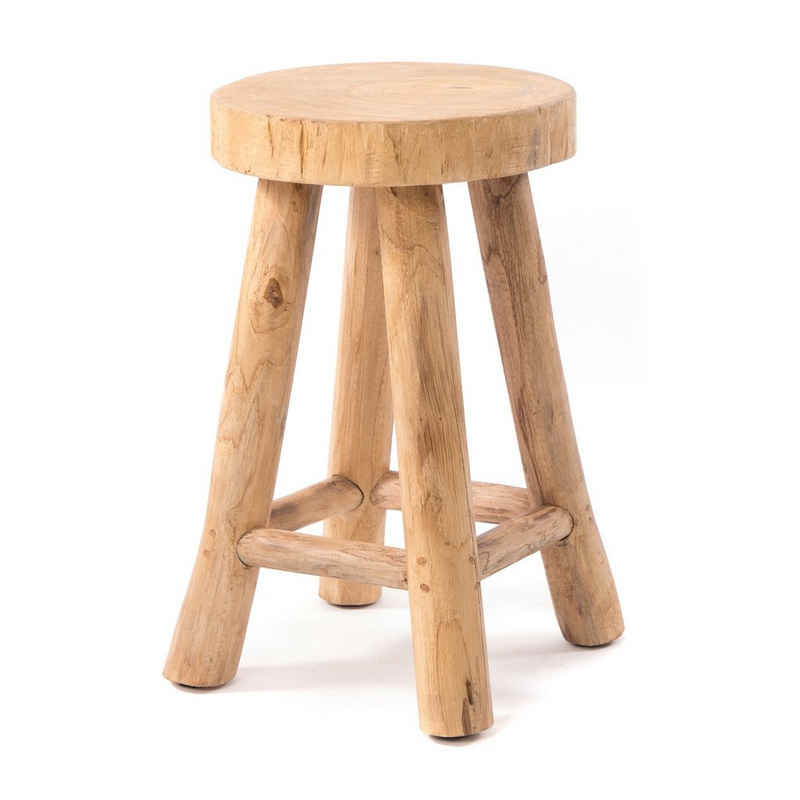 DESIGN DELIGHTS Hocker RUNDER HOCKER "PINTO", Teak, 50x30 cm, Natur Schemel, Pflanzenhocker