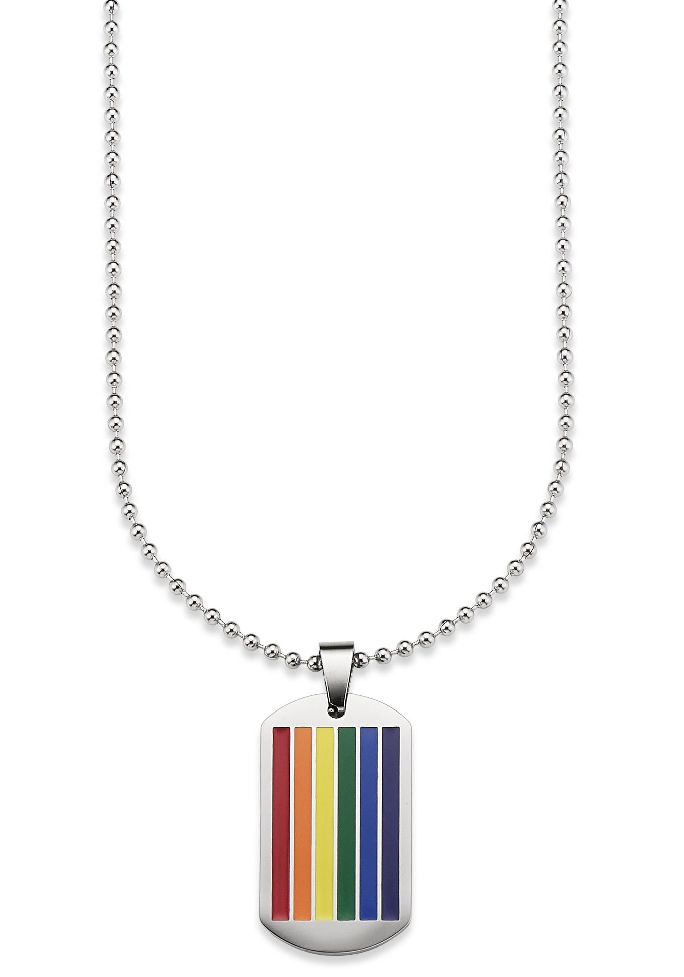 Bruno Banani Kette mit Anhänger Schmuck Geschenk, Halskette Regenbogen Dog Tag, Kugelkette, zu Hoodie, Jeans, Sneaker! - Anlass Geburtstag Weihnachten | Lange Ketten