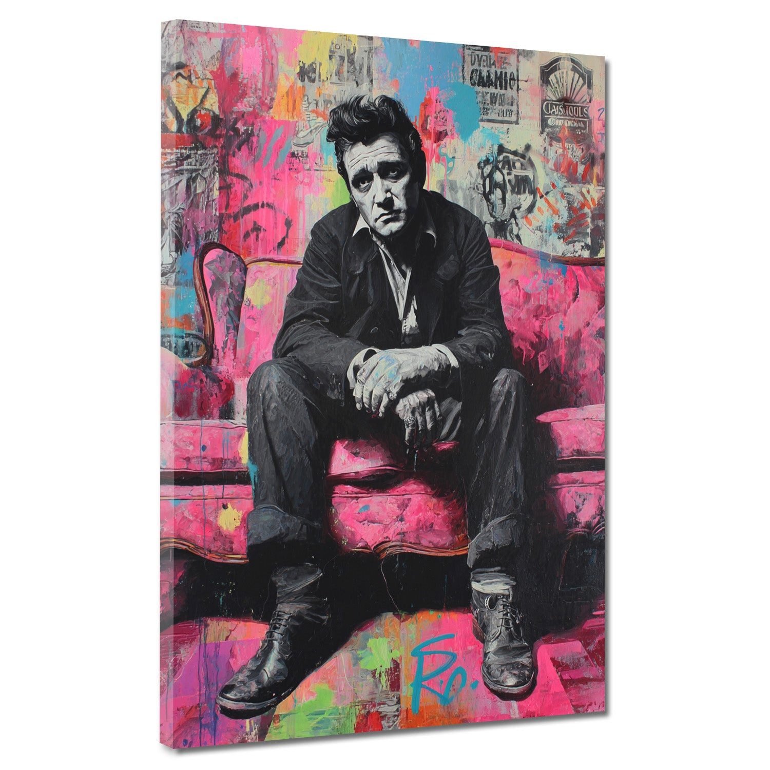 Artedinoi Leinwandbild Musiklegende Johnny Cash Retro Leinwandbild Wandbild Kunstdruck XL Wan, Johnny Cash, Retro-Porträt