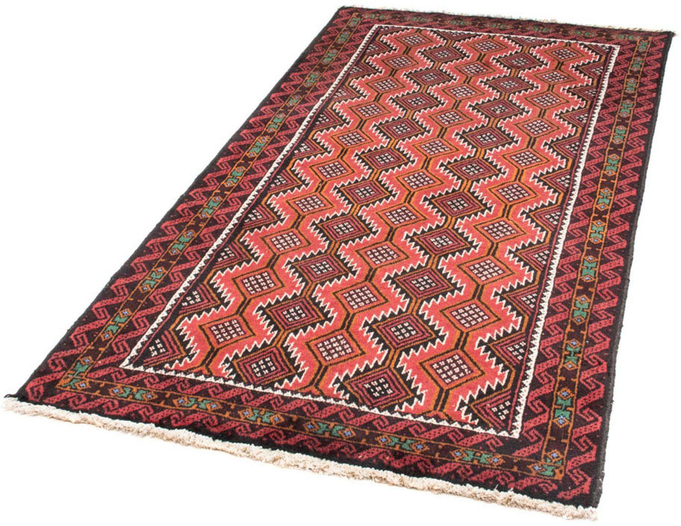 Hochflor-Läufer Belutsch Durchgemustert Rosso 188 x 98 cm, morgenland, rechteckig, Höhe: 8 mm, Handgeknüpft | Shaggy-Teppiche