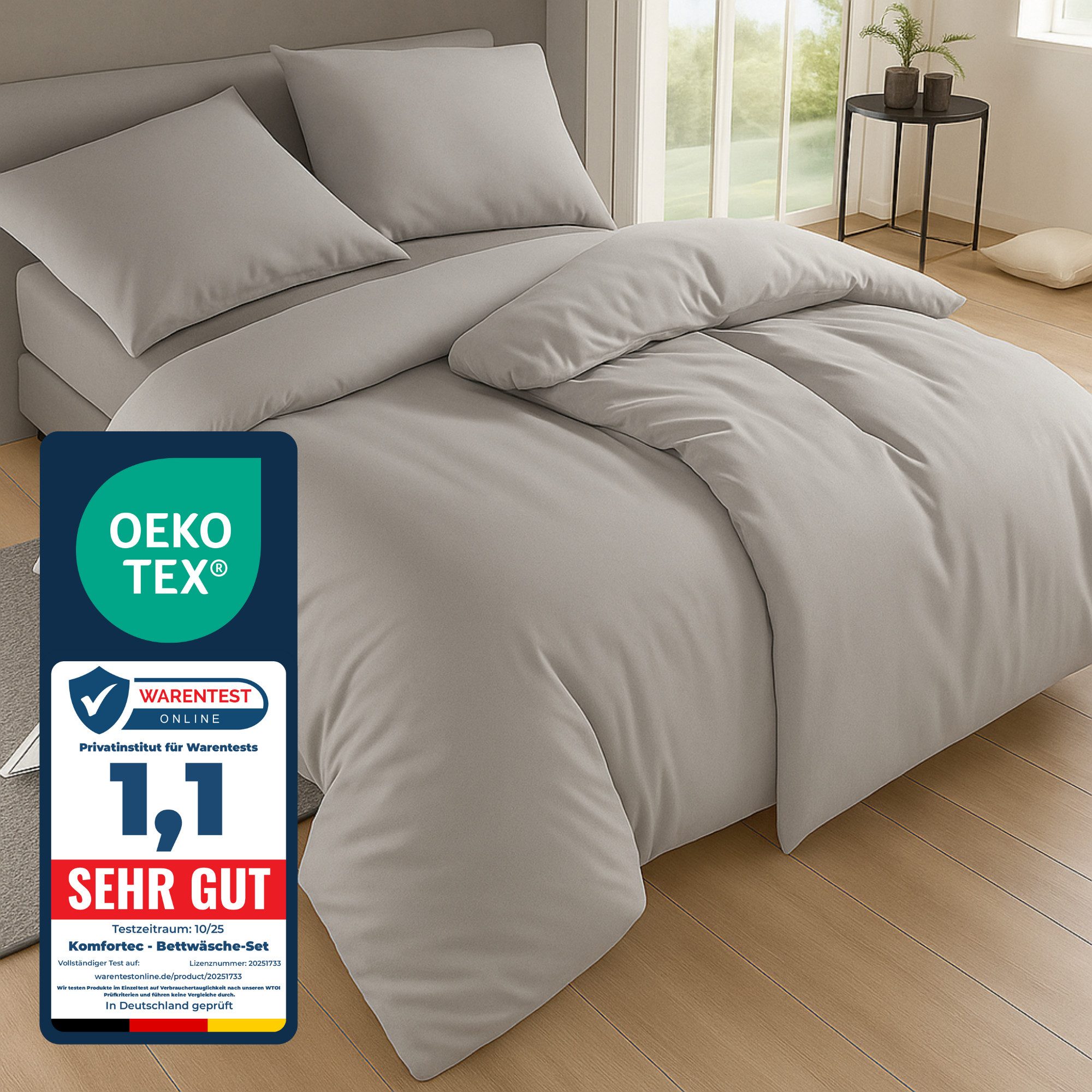 Komfortec Bettwäsche Premium, 135 x 200 bis 220 x 240 cm, 6 verschiedene Größen zur Auswahl, gebürstet 100% Mikrofaser, 4 teilig, Superweiches Bettwäsche-Set, Knitterfrei, Atmungsaktiv