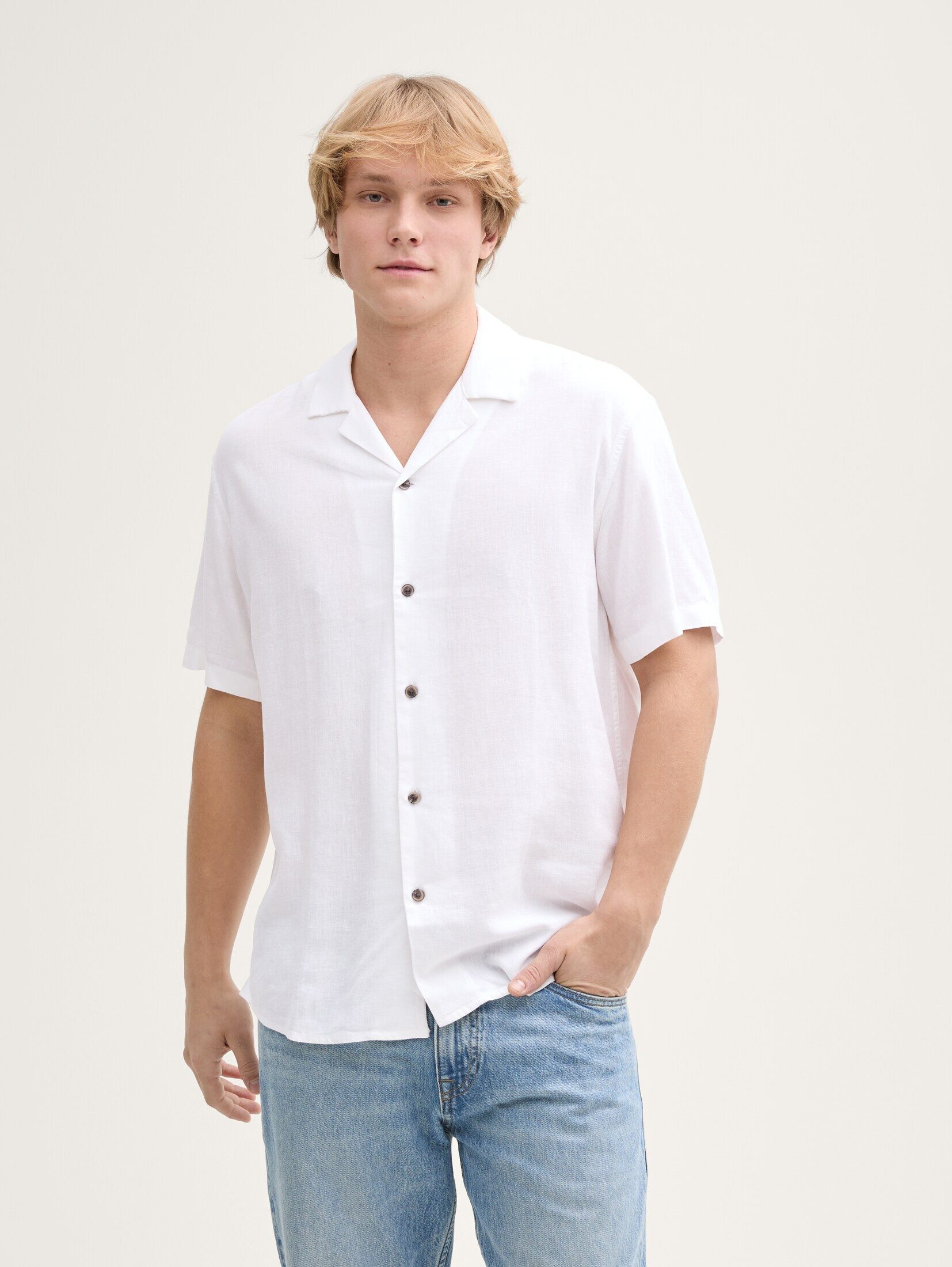 TOM TAILOR Denim Kurzarmhemd Blusen & Shirts Relaxed Fit Kurzarmhemd mit Le günstig online kaufen