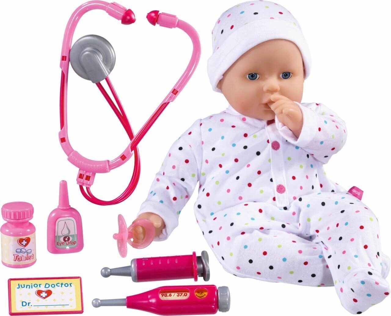 Idee+Spiel Spiel Dolls World Dolly Doktorpuppe - Interaktives Lernspielzeug für Kinder