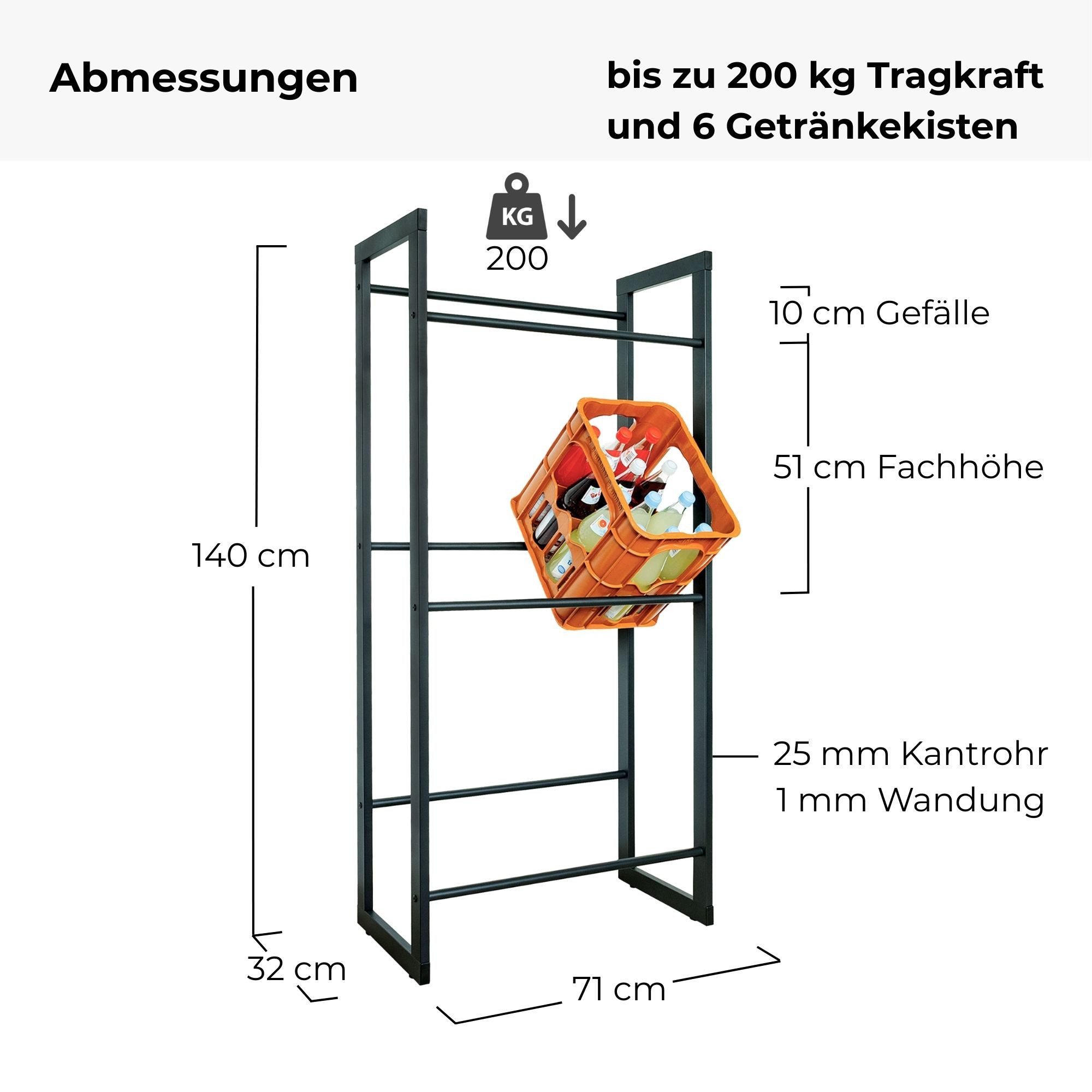 osoltus Mülleimer Getränkekistenregal Metall Getränkeregal bis zu 6 Kisten 200kg