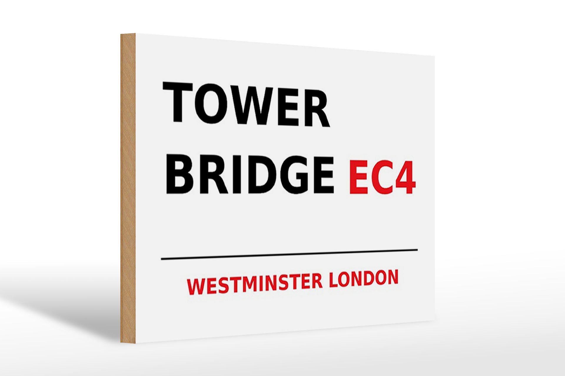 Femer GmbH Holzbild London 30x20cm Westminster Tower Bridge EC4, (1 St), Glatte Holzfaserplatte (MDF), vorn beschichtet