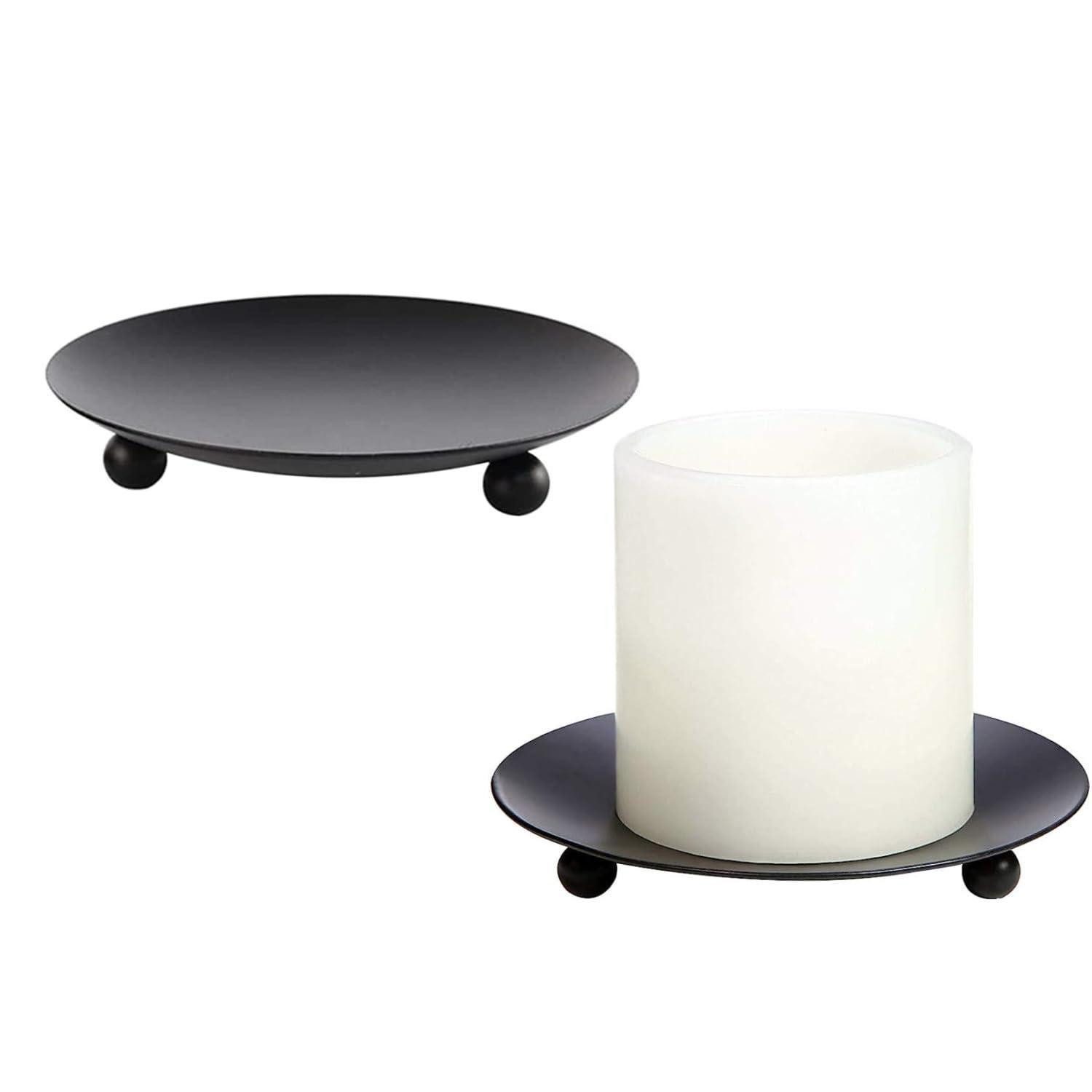 LuxusKollektion Kerzentablett Kerzenhalter Metall Schwarz 2er Set 9cm (2 St)