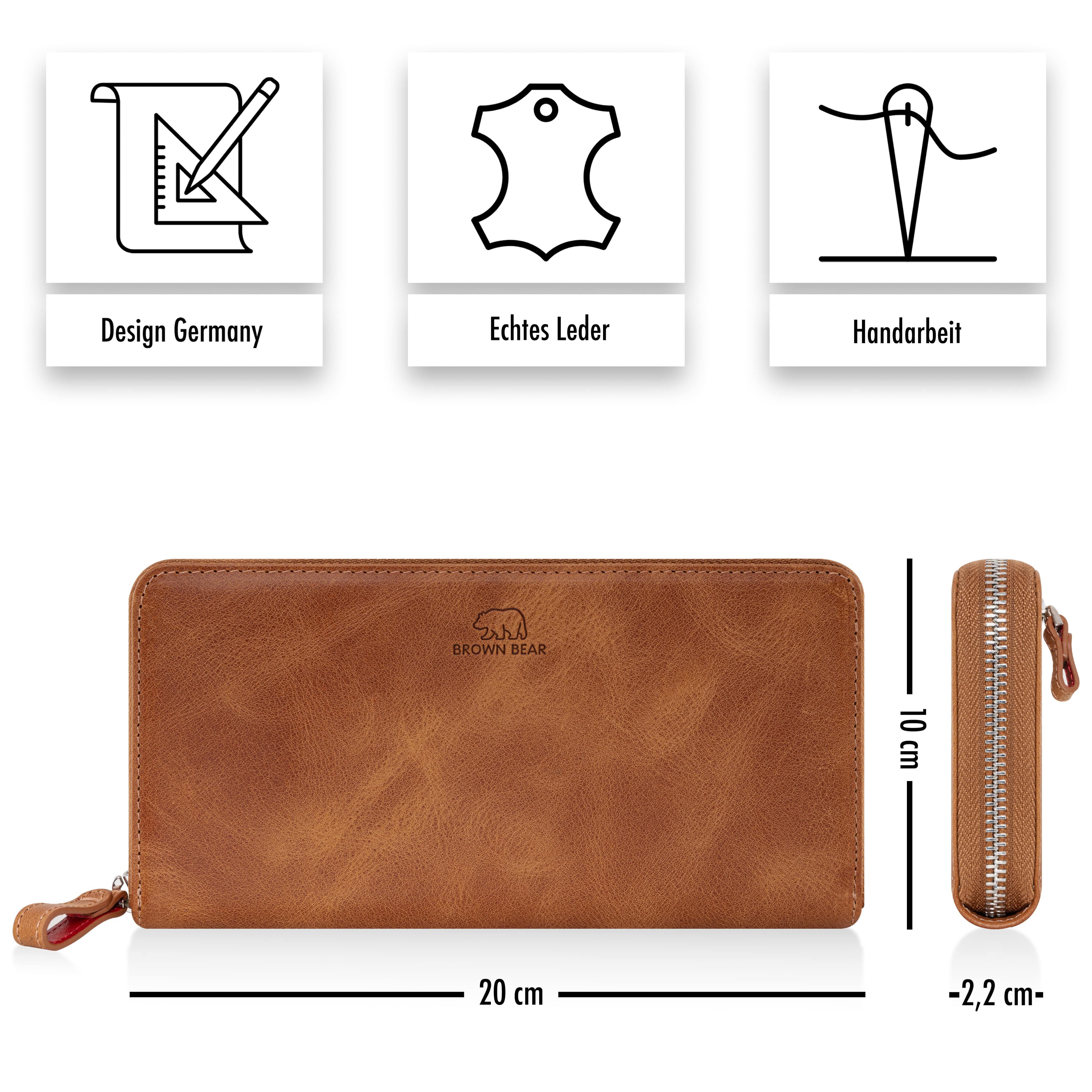Brown Bear Geldbörse Conny aus Echtleder mit umlaufendem Reißverschluss, mi günstig online kaufen
