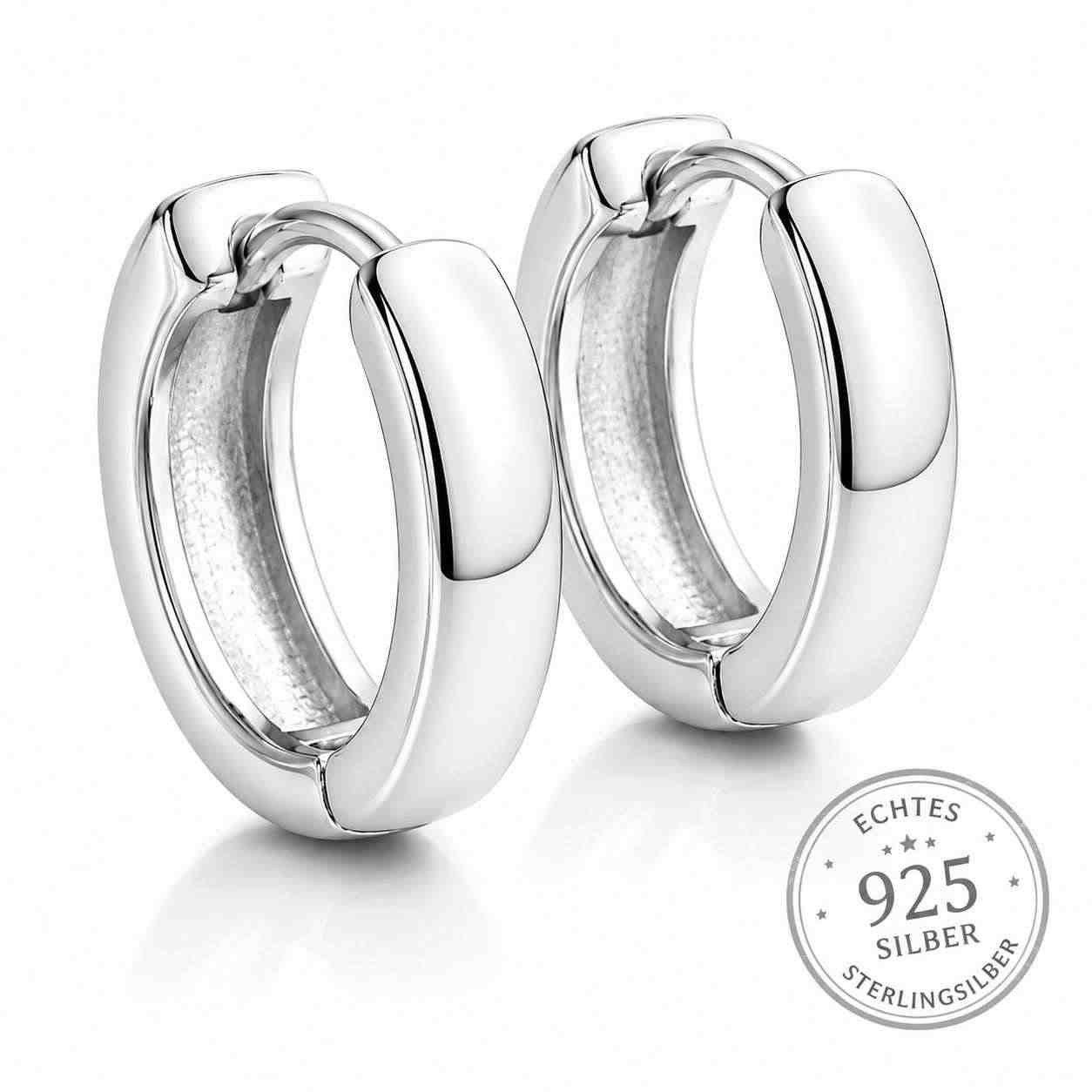 Taffstyle Paar Creolen Ohrringe Creolen 925 Silber Unisex Klappcreolen glänzend elegant (Zeitlose Silber Creolen für Damen und Herren – hochwertiger Ohrschmuck mit klassischem Design)