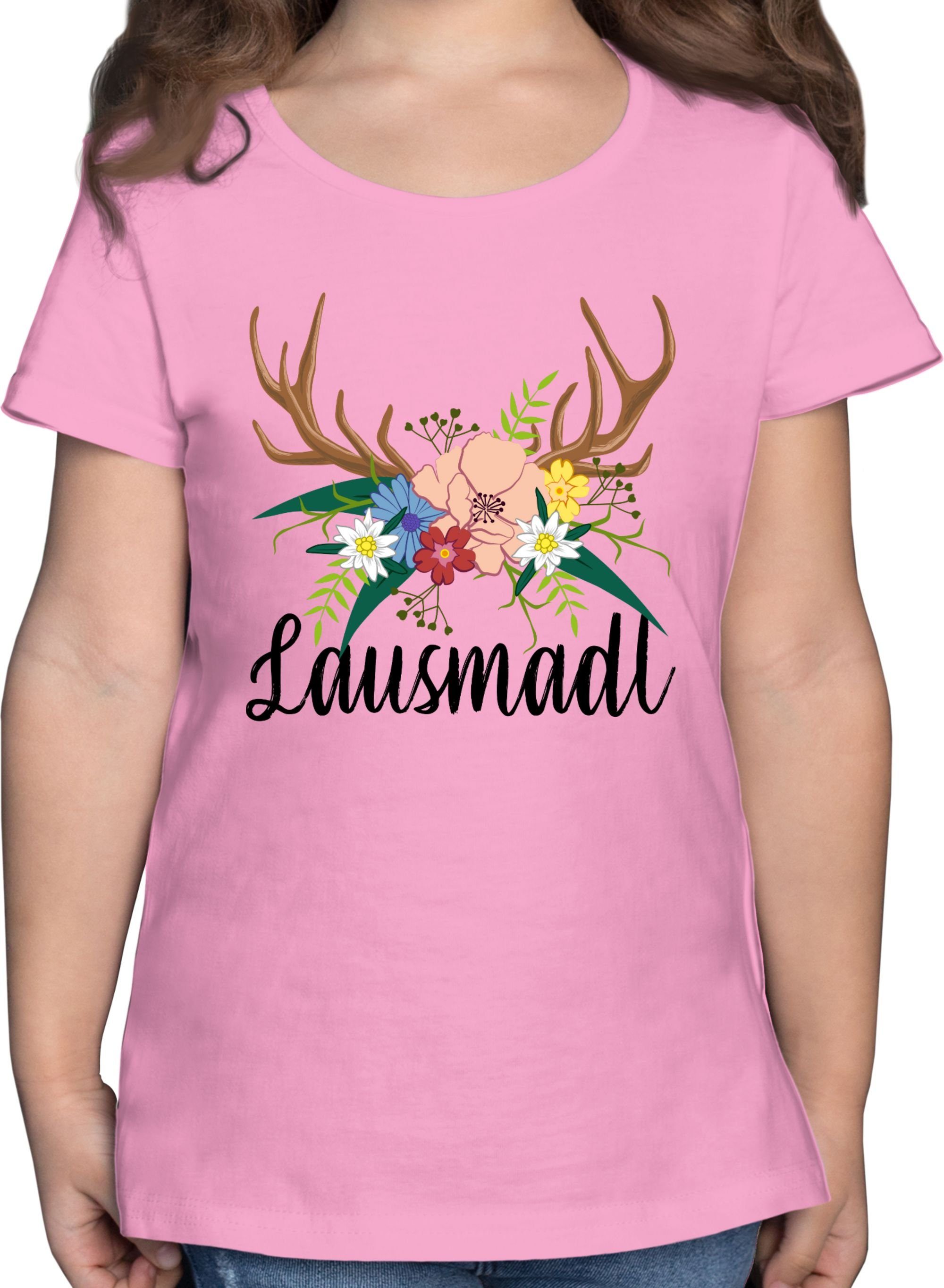 Shirtracer T-Shirt Lausmadl - schwarz Mode für Oktoberfest Kinder Outfit 1 Rosa