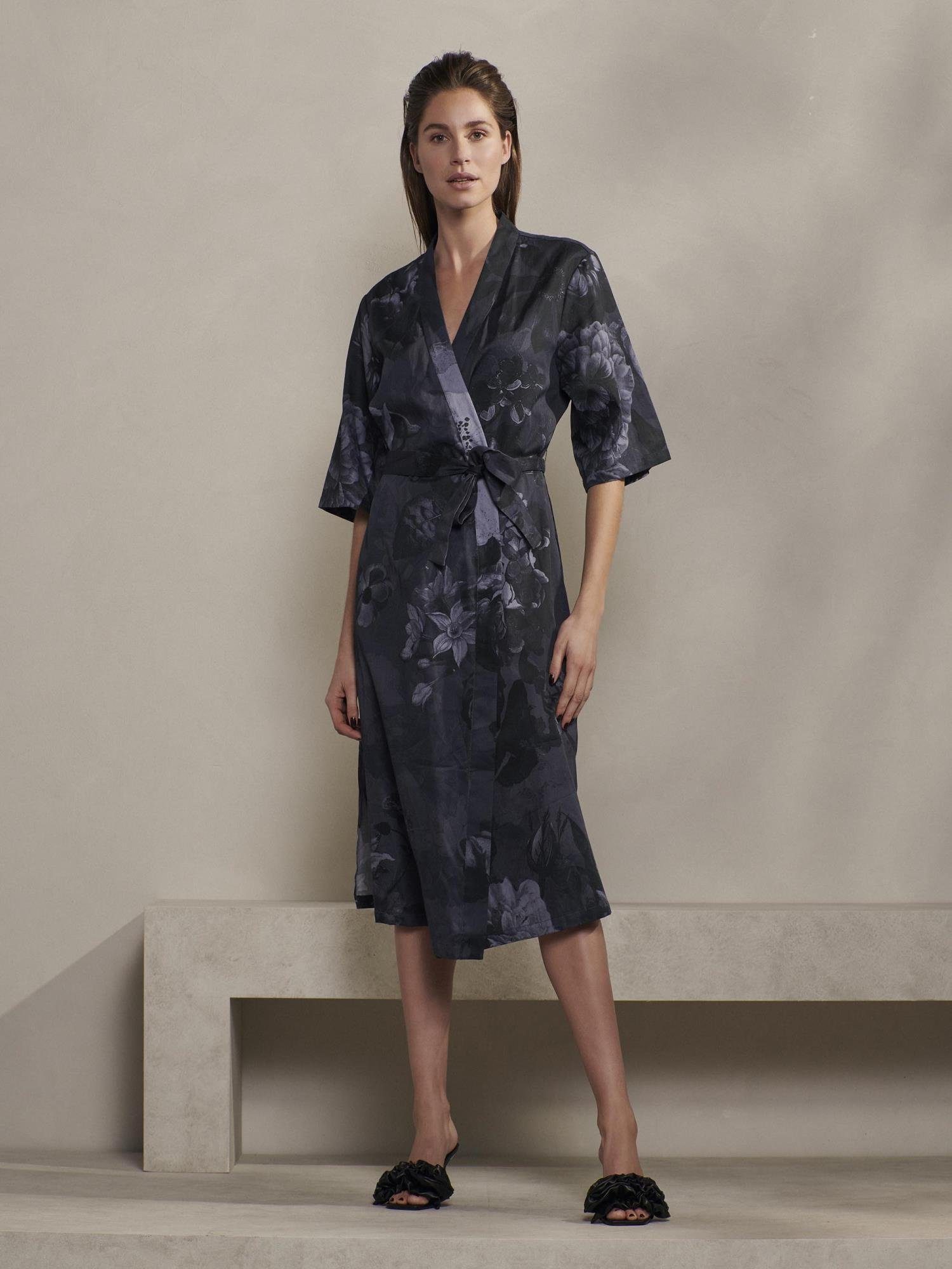 Essenza Kimono Sarai Flora, Kurzform, Baumwolle, Kimono-Kragen, Gürtel, mit  wunderschönem Blumenprint | Kimonos