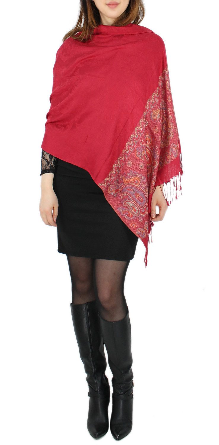dy_mode Modeschal Eleganter Damen Schal Stola Schultertuch im Paisley Muster, mit Fransen – Bild 4 von 5