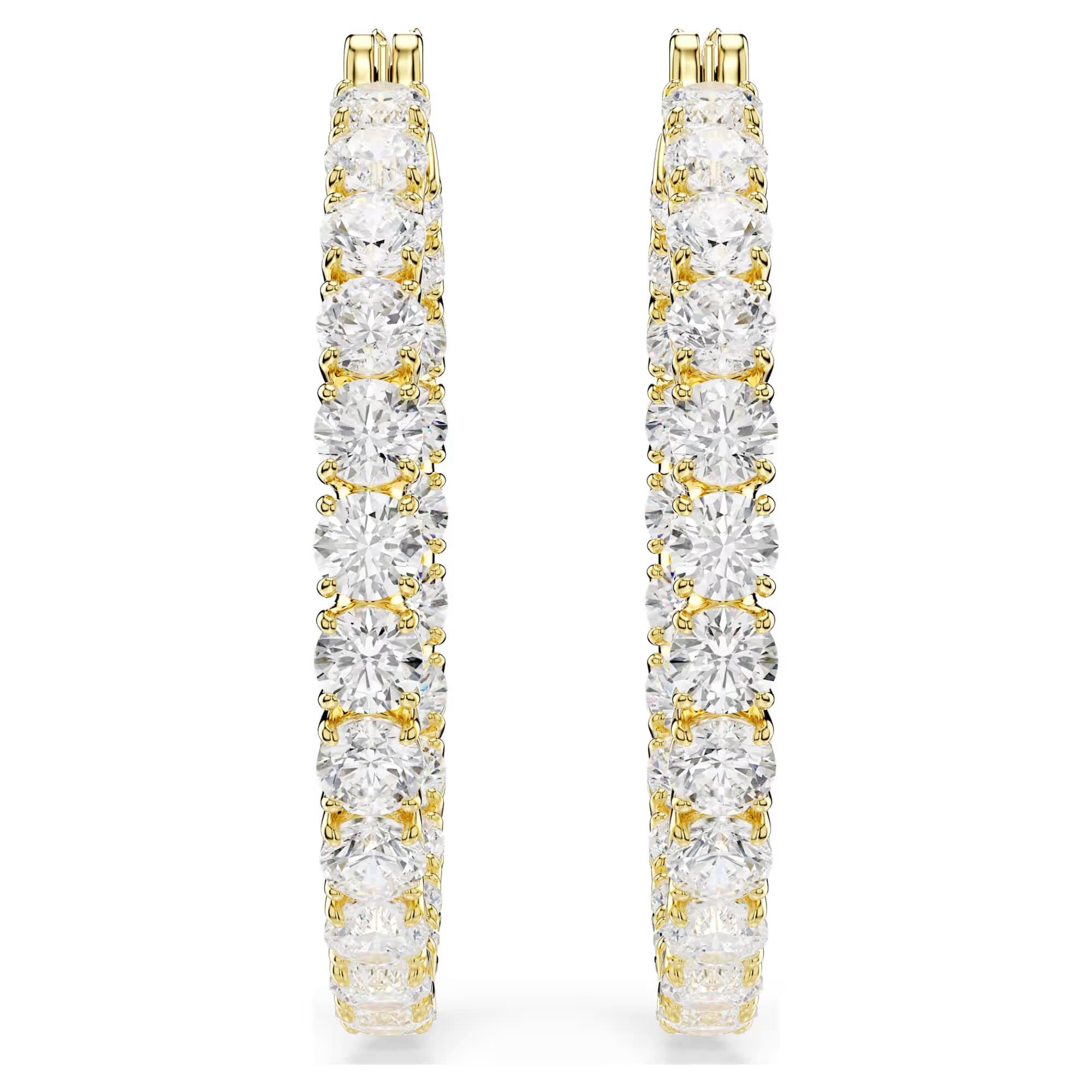 Swarovski Paar Creolen Swarovski Creolen Matrix 5750620 Rundschliff, Weiß, 18k Goldplattiert (kein Set, 2-tlg., inkl. edelm Schmucketui)