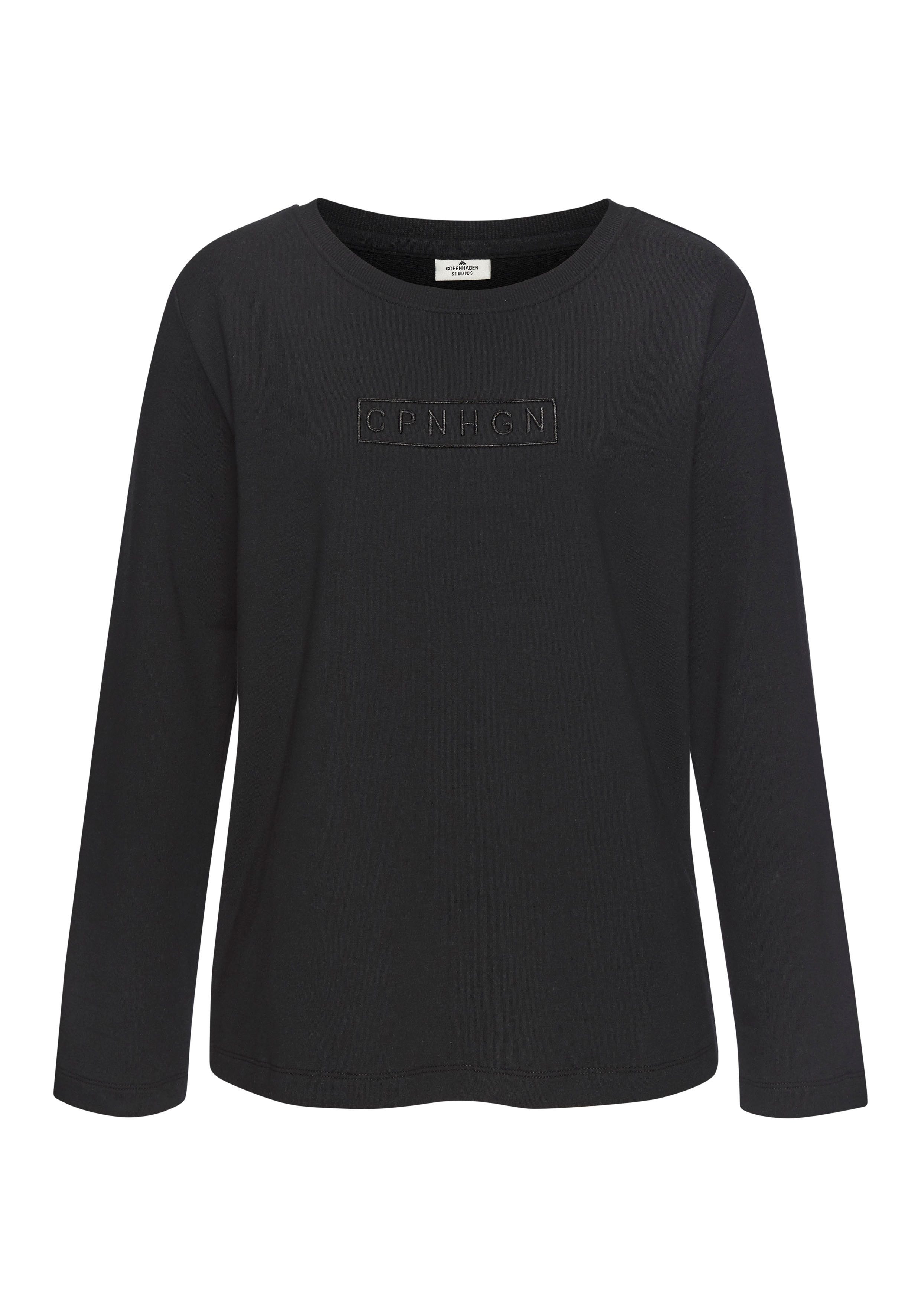 Copenhagen Studios Langarmshirt mit hochwertiger Logostickerei