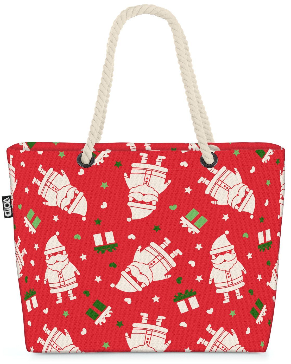 VOID Henkeltasche (1-tlg), Nikolaus Geschenke Muster Beach Bag Dekoration Deko Muster Winter Weihnachten S