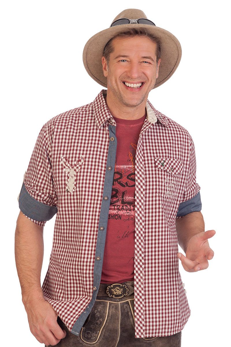 KRÜGER BUAM Trachtenhemd Trachtenhemd - HANNO - bordeaux