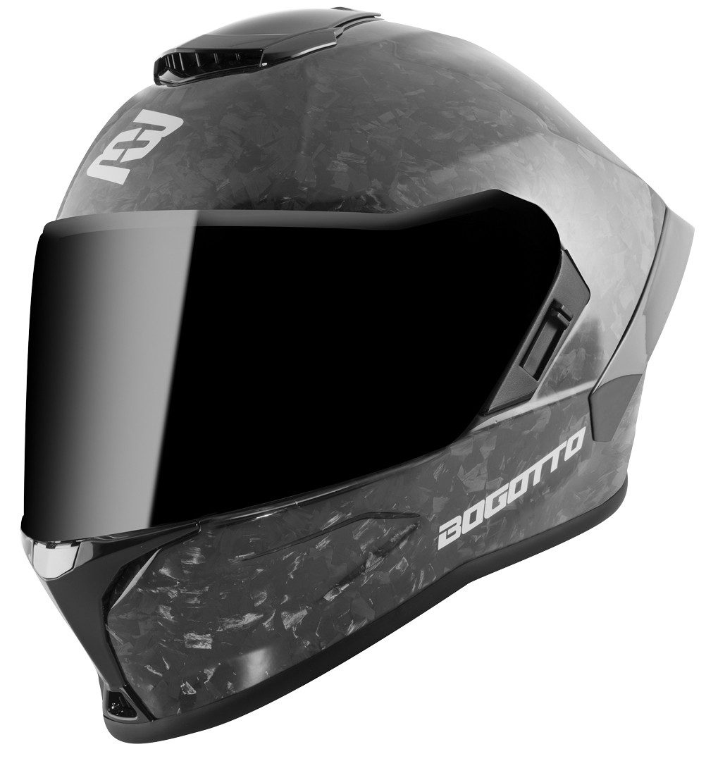 Bogotto Motorradhelm Phantom Forged Carbon Helm, vorbereitet für Kommunikationssystem,Notfallsystem-Polsterung (EQ