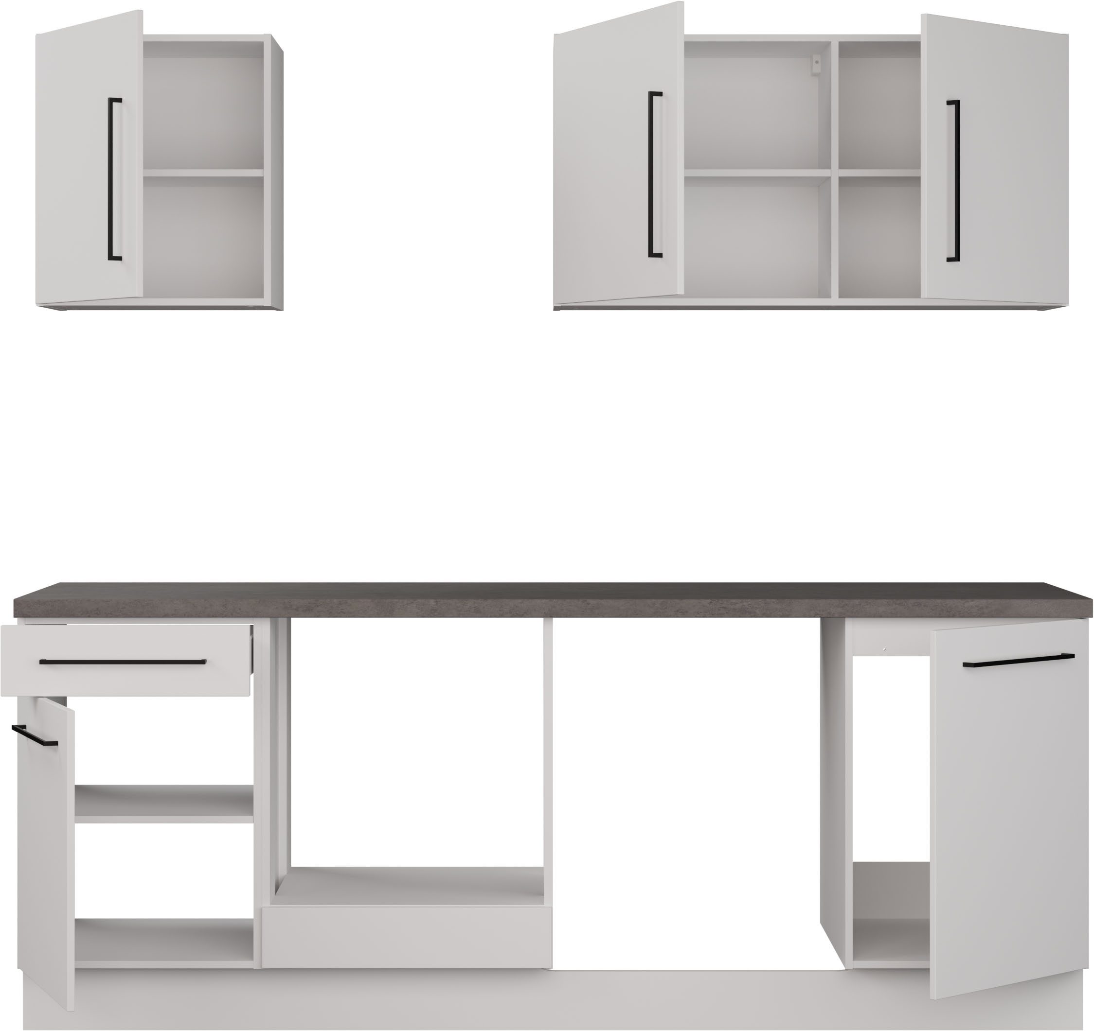 KOCHSTATION Küchenzeile KS-Nova, Breite 220 cm, wahlweise mit Hanseatic-E-Geräten