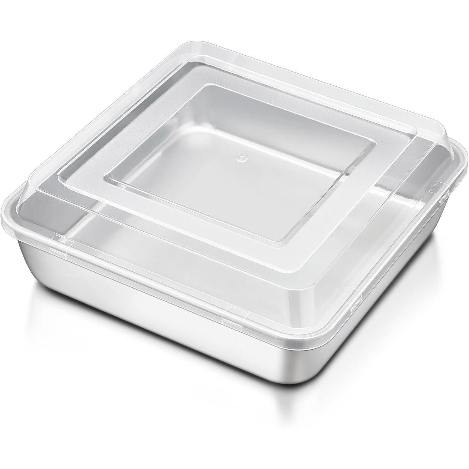 LuxusKollektion Auflaufform Auflaufform Edelstahl 24x24x5cm mit Deckel Quadratische Backform
