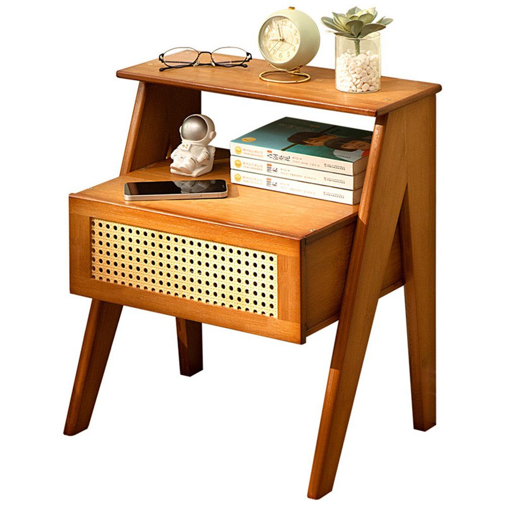 NUODWELL Nachttisch Bambus-Nachttisch, Nachttisch mit 2 Etage Offenen Ablag günstig online kaufen
