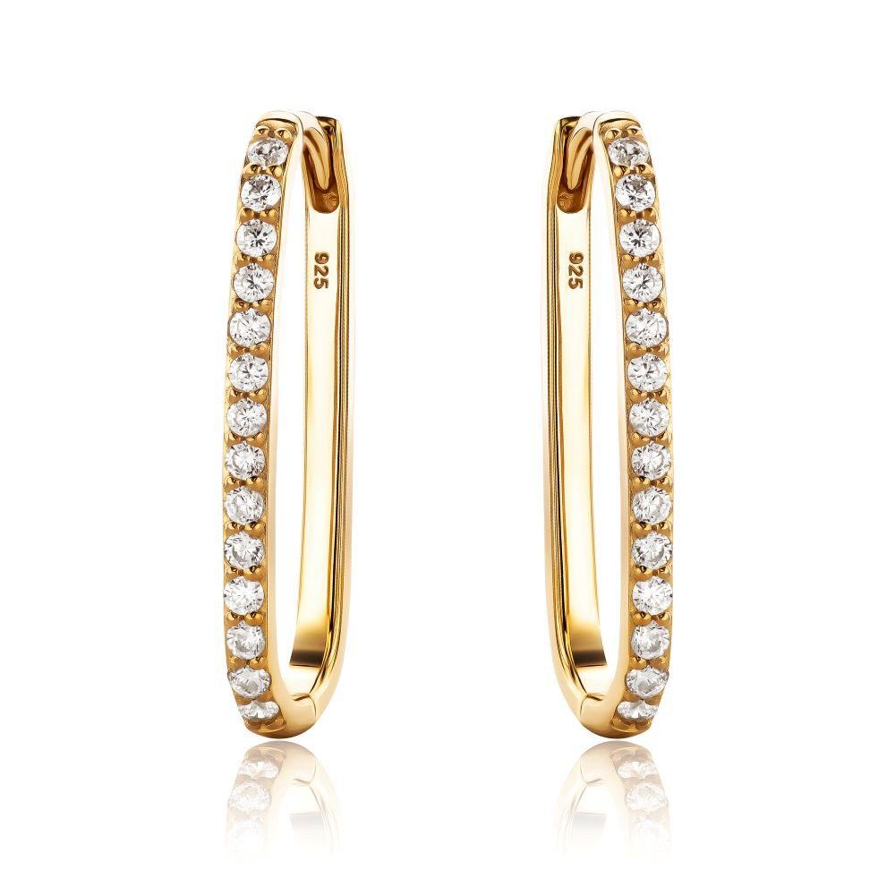 Miore Klappcreolen MSAE294E - 925 Sterling Silber Ohrringe vergoldet - Zirkonia 0,84 Kt, für Damen 18 Kt. vergoldet