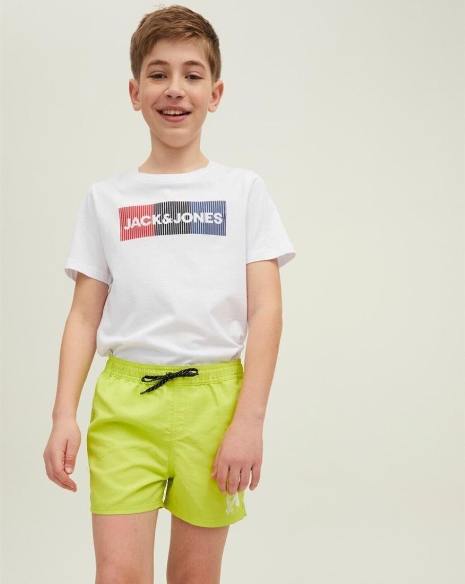 Jack & Jones Badeshorts (1-St., Jones Neongrün) legerer Badeshort Badehose & weich Logo Jungen Jack Taschen Schnitt