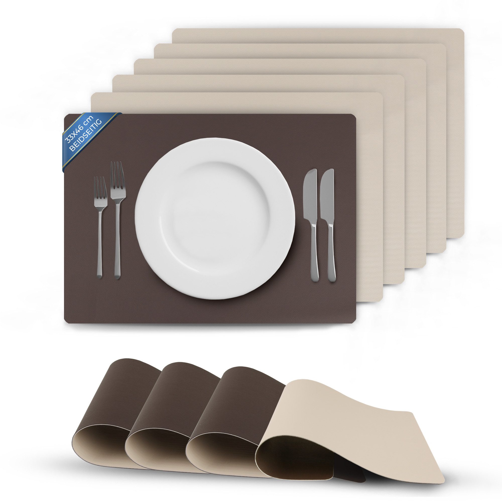 Bestlivings Platzset Kunstleder Uni/Struktur, (6-St), Tischset, abwischbare günstig online kaufen