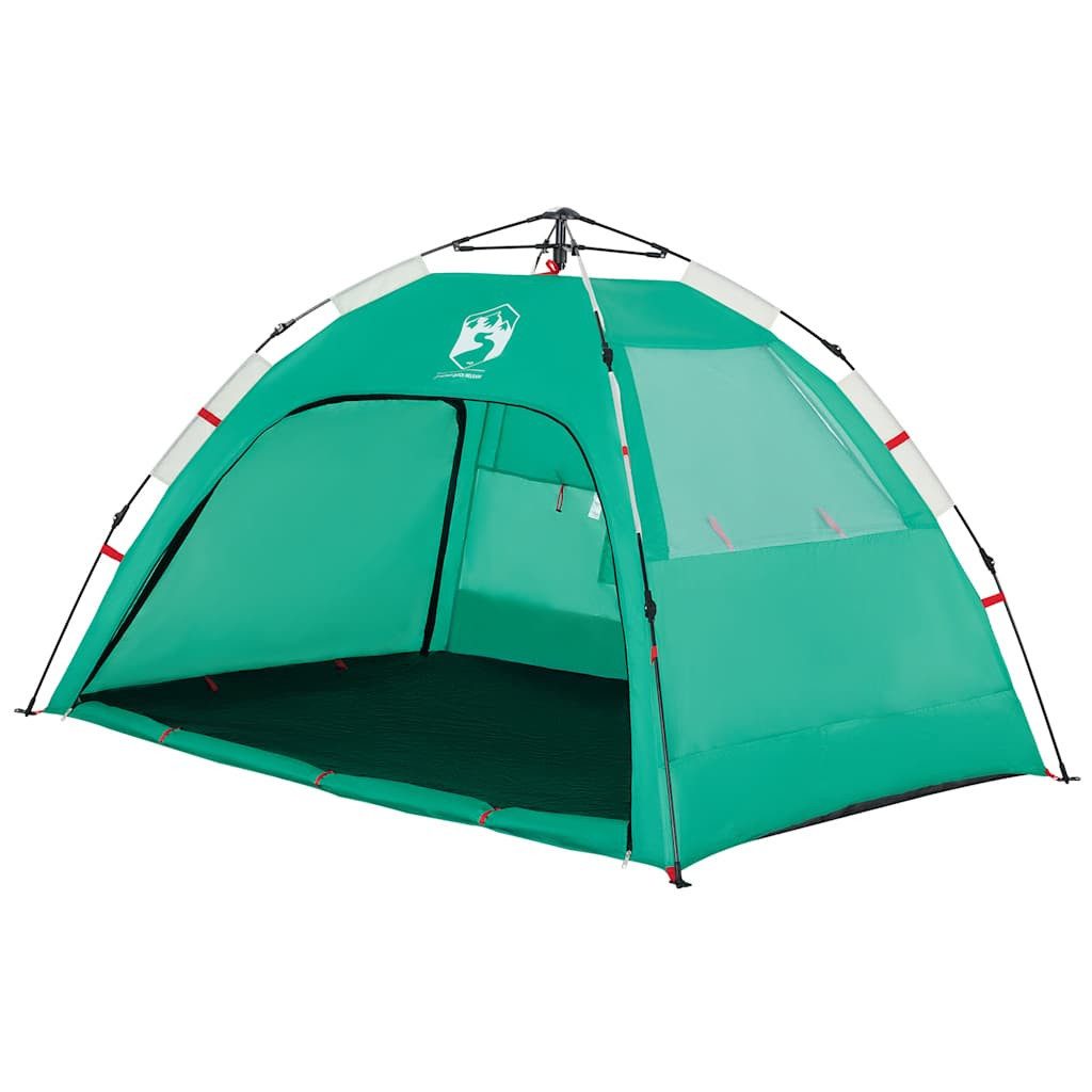 furnicato Strandmuschel Strandzelt Quick-Release 201x146x125 cm Meergrün, Sonnenschutz-Zelt mit 2 Fenstern, Sandsäcken und Tragetasche – Bild 4 von 5