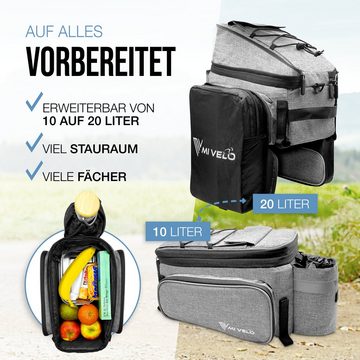 MIVELO Fahrradtasche Gepäckträgertasche für Fahrrad Gepäckträger erweiterbar bis 20L, wasserabweisend