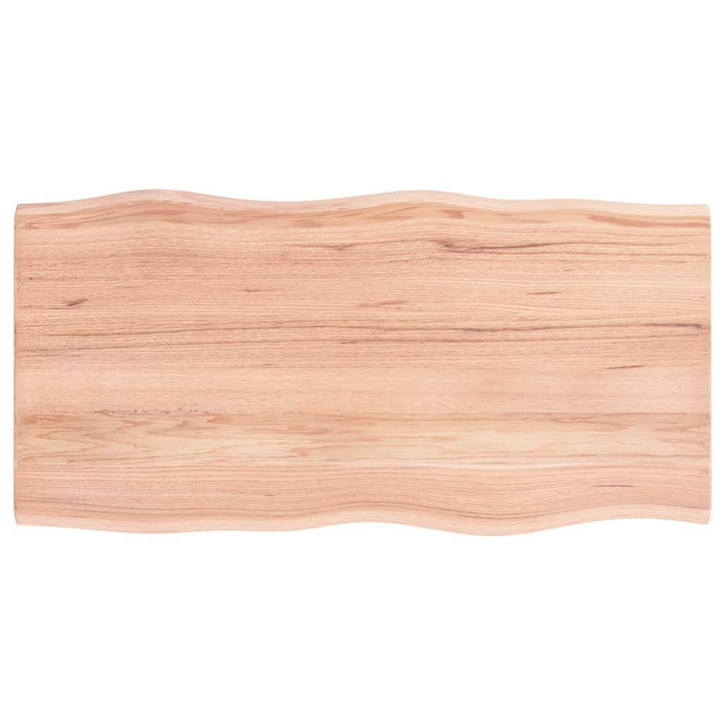 furnicato Tischplatte 100x50x2 Massivholz Eiche Baumkante Behandelt St) (1 cm