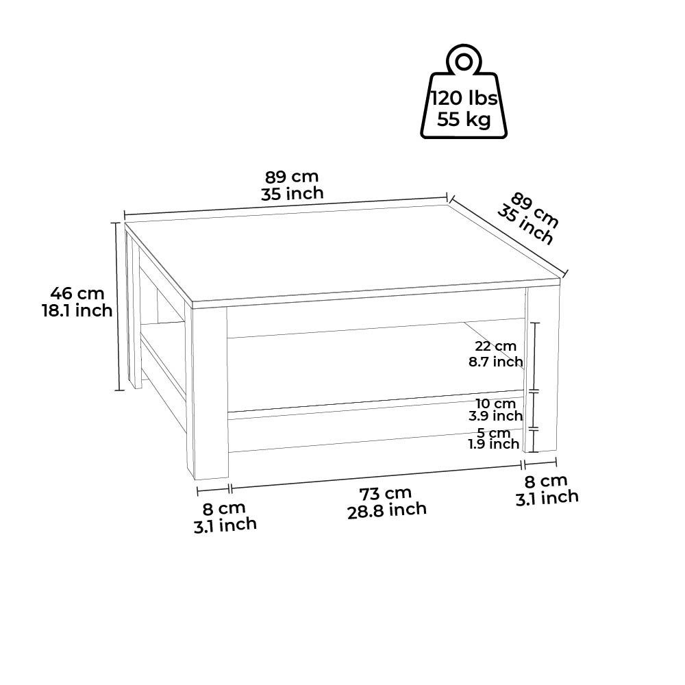 Minimadecor Wohnzimmertisch Grado x45cm anthrazit-nussbaum Grau/Nuss & Anthrazit/Nuss x90cm 90cm & Weiß/Nuss