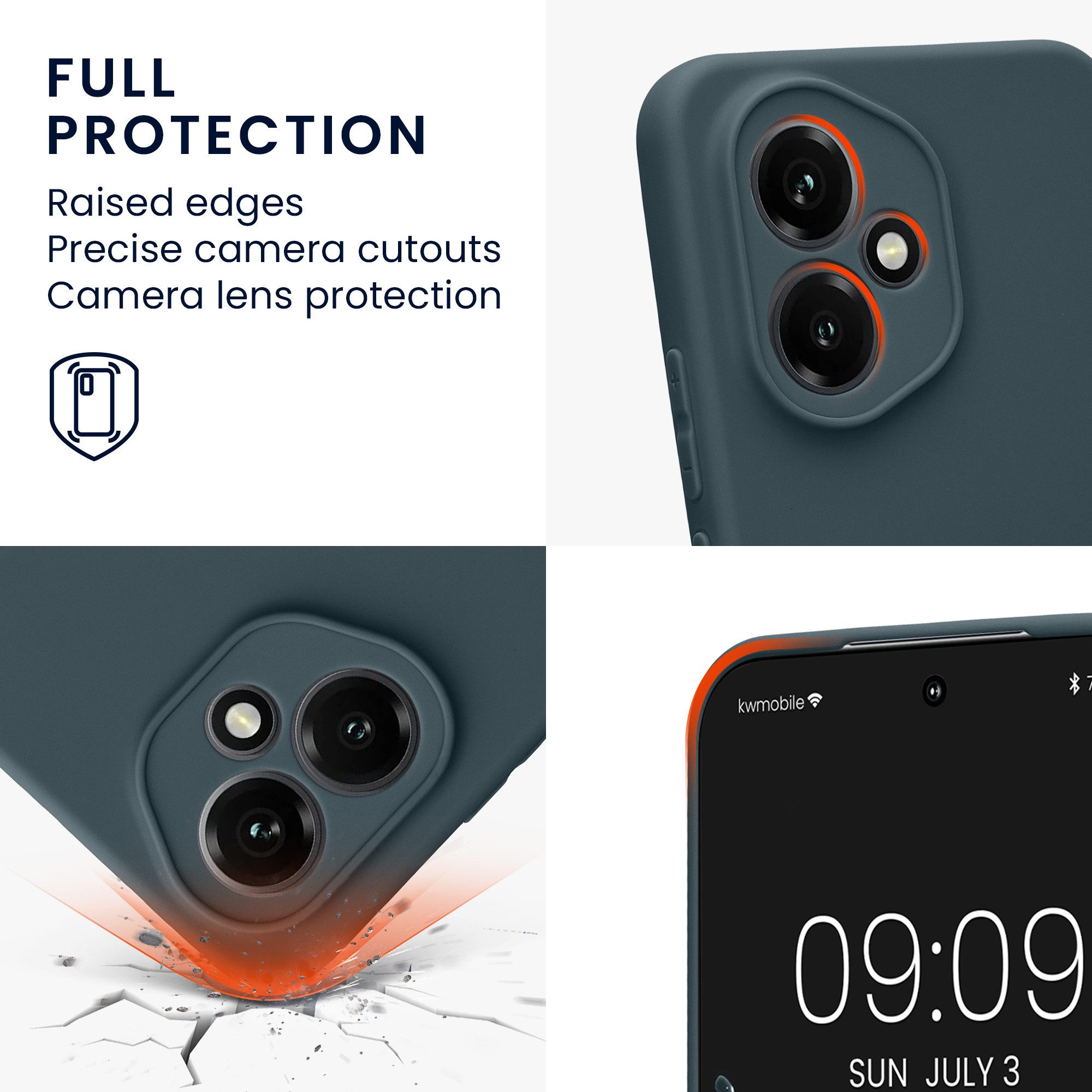 kwmobile Smartphone-Hülle Hülle für HONOR 400, Backcover Silikon - Soft Handyhülle - Handy Case in Dunkler Schiefer