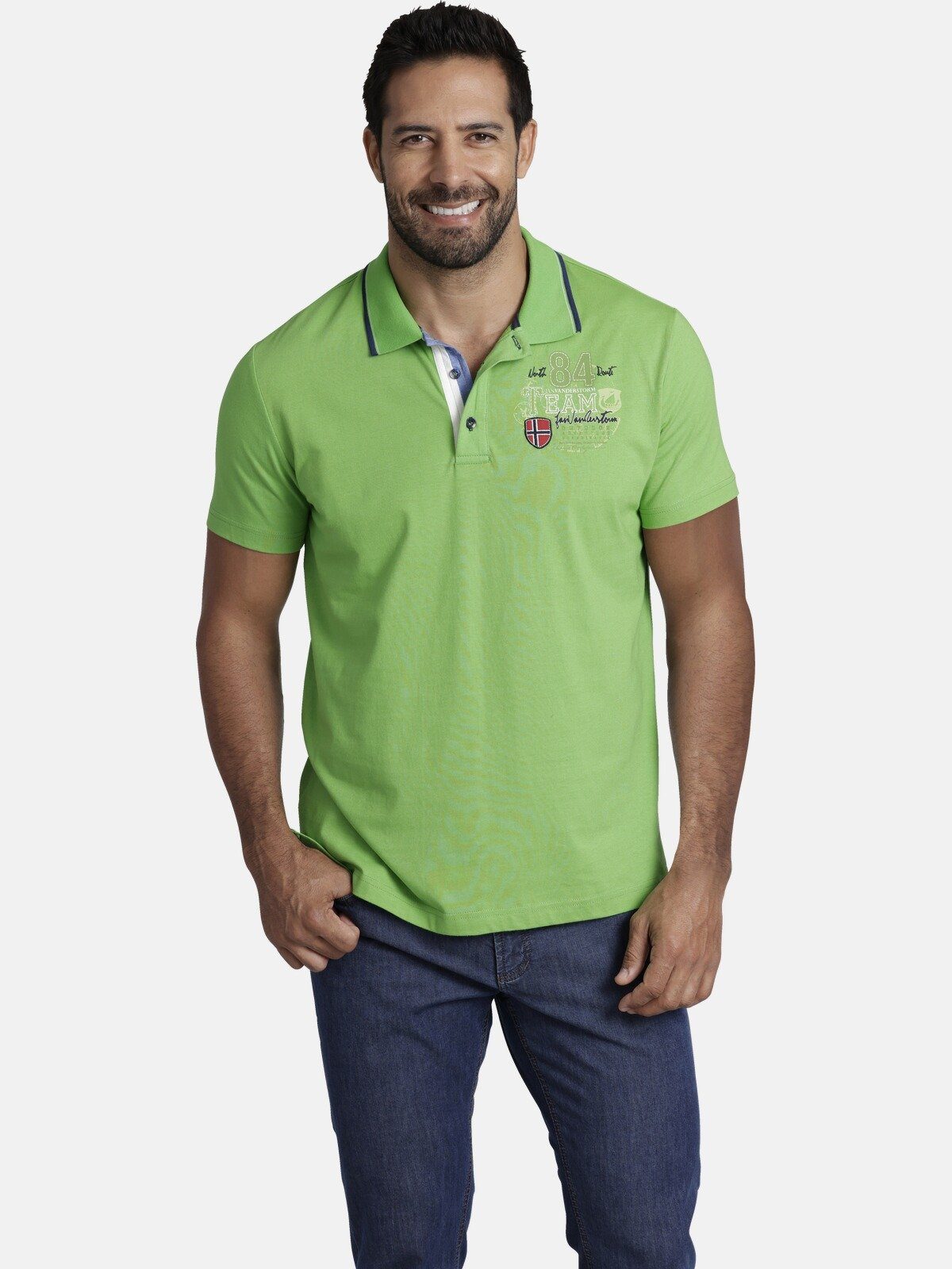 Authentisch! Jan Vanderstorm Poloshirt DANKFRIED mit Fit Print im Comfort grün