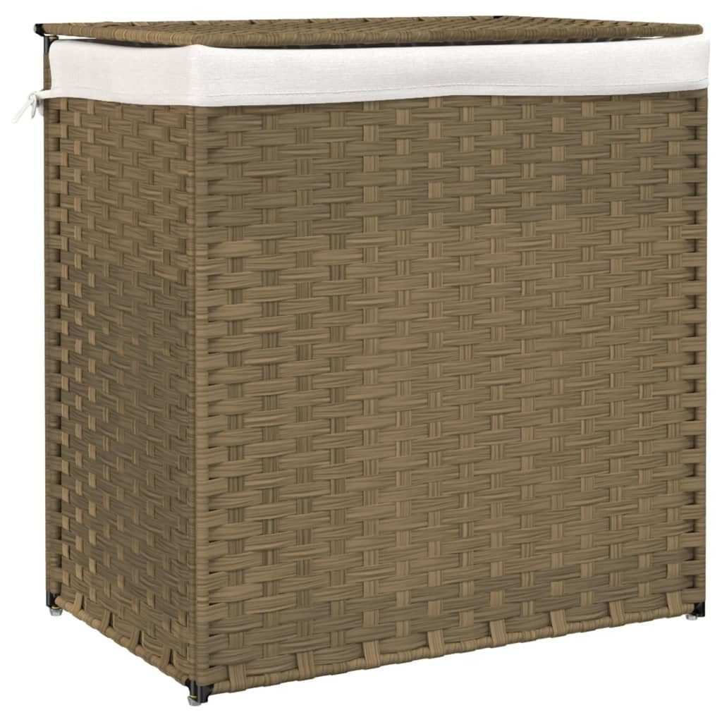 furnicato Wäschekorb aus PE-Rattan mit Stahl, 53x35x57 cm, naturfarben (1 St)