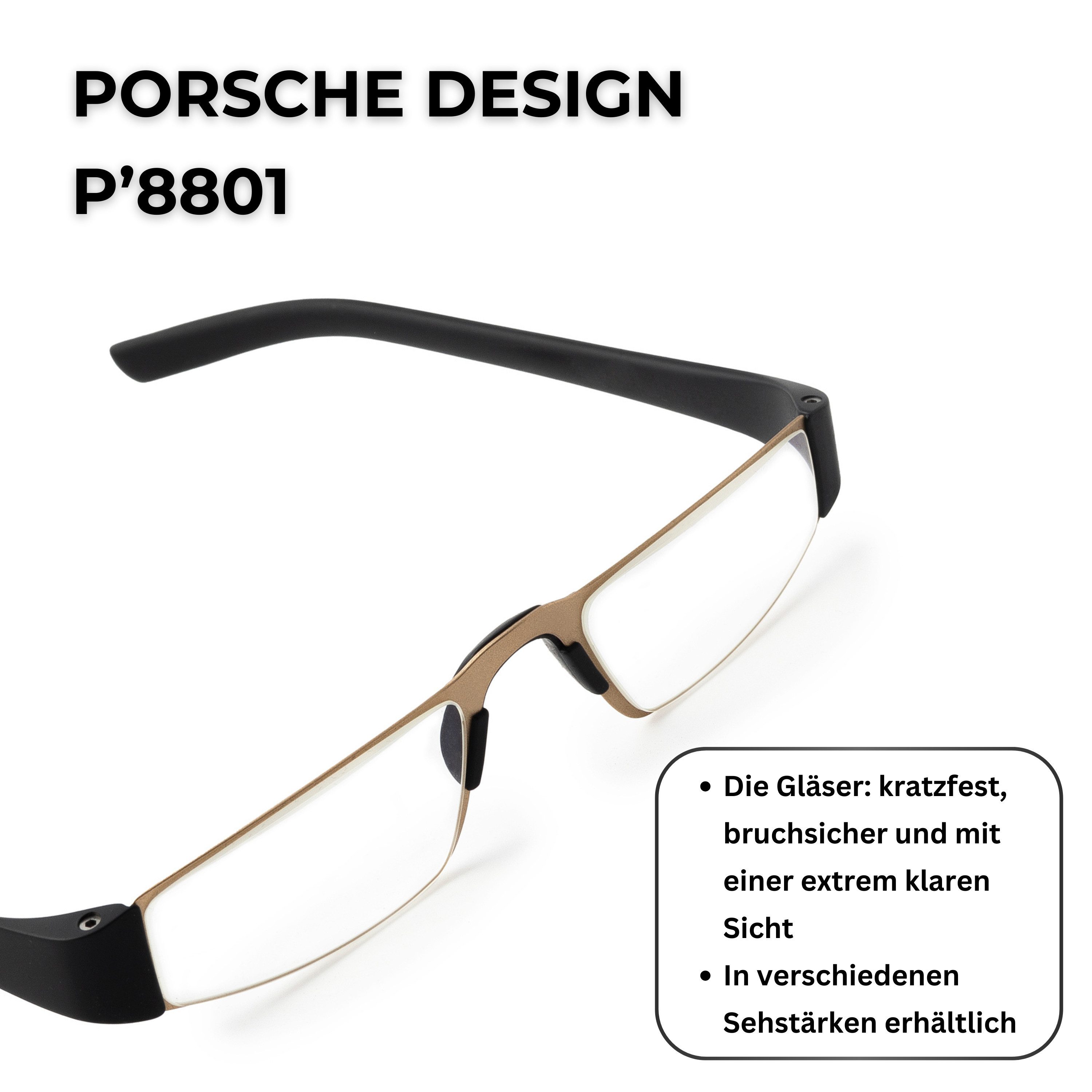 PORSCHE Design Brillengestell Porsche Design Lesebrille P8801, Sehhilfe aus Edelstahl, Modell: G, 100 % Original Porsche Design, Direkt vom Optiker