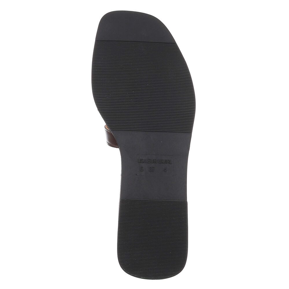 Ital-Design Damen Pantoletten mit Cut-out-Design, flach Pantolette (91970937) Blockabsatz Pantoletten in Braun