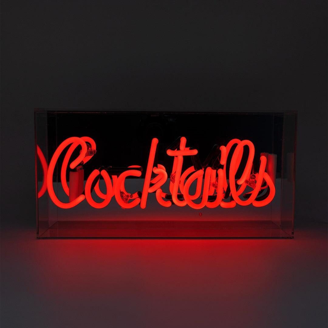 TOM NEON Dekolicht "Cocktails" Glas Neon Box, TOM NEON, Neon, Rot, Rosa, Handgefertigt