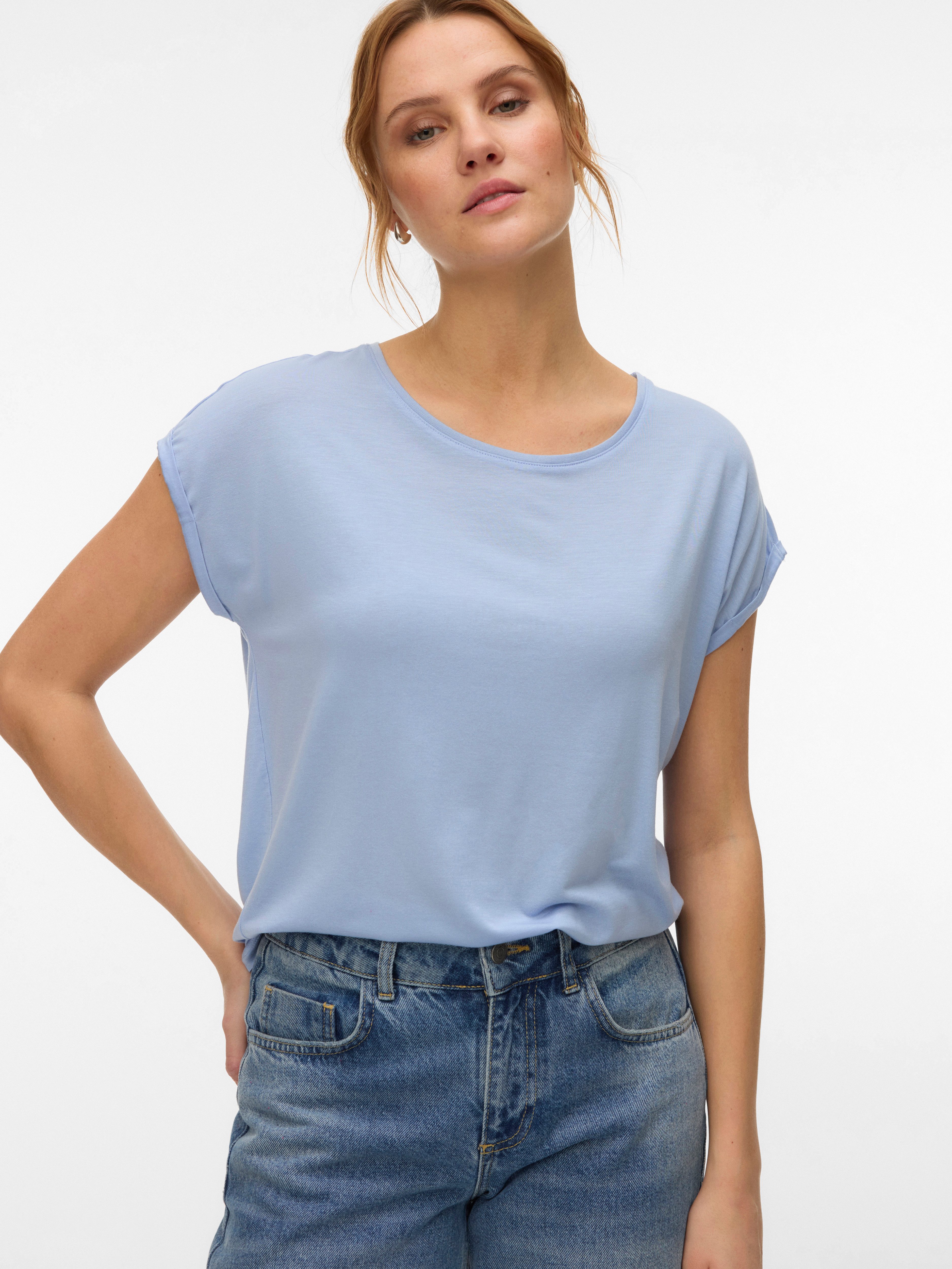 Vero Moda Rundhalsshirt VMAVA PLAIN SS TOP GAJRS NOOS Materialmix, regular günstig online kaufen