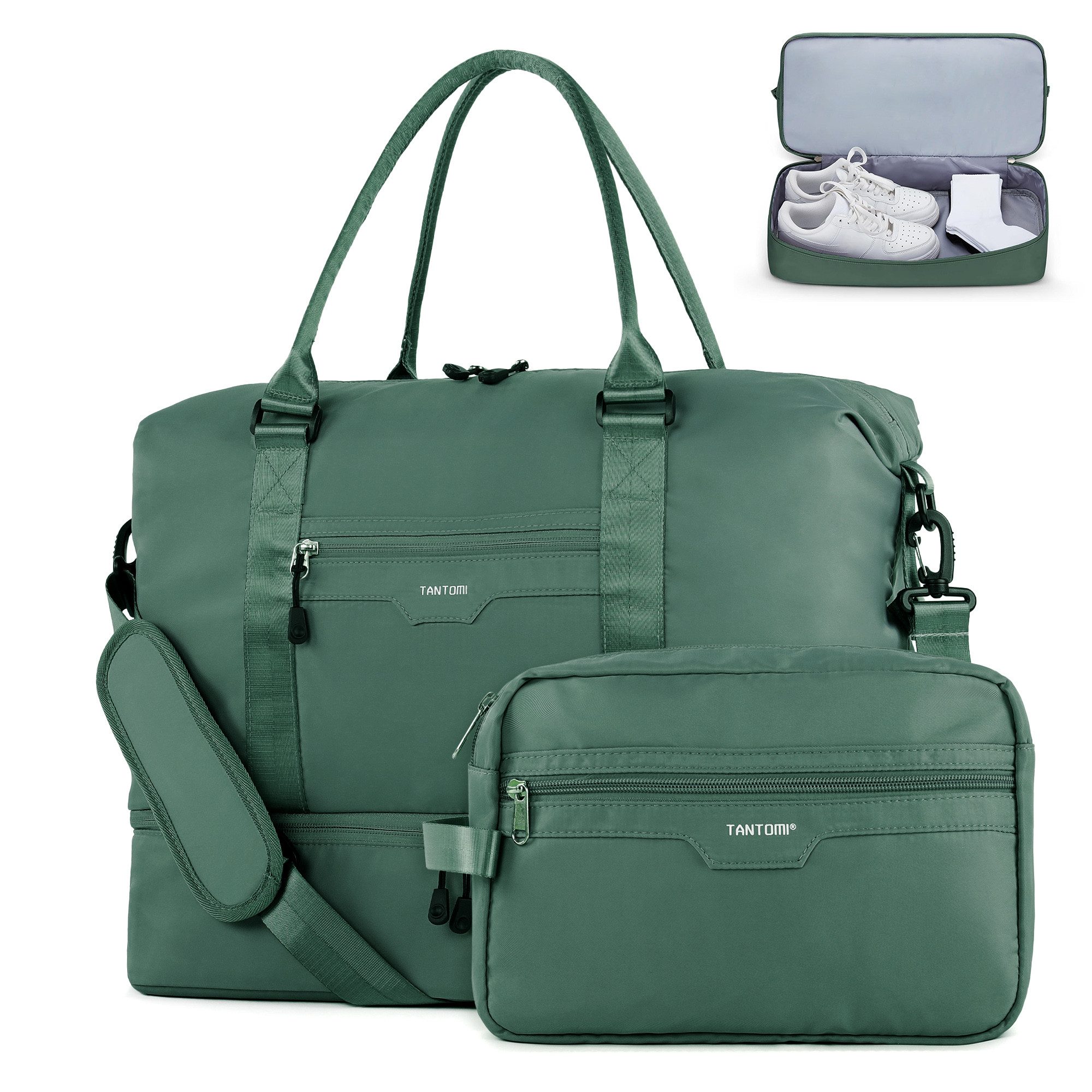 TANTOMI Reisetasche Erweiterbares Reisetasche mit Schuhfach & Kulturbeutel (46x23x32 Handgepäck), Nassfach, Wasserdicht Travel Bag Fitnesstasche Trainingstasche