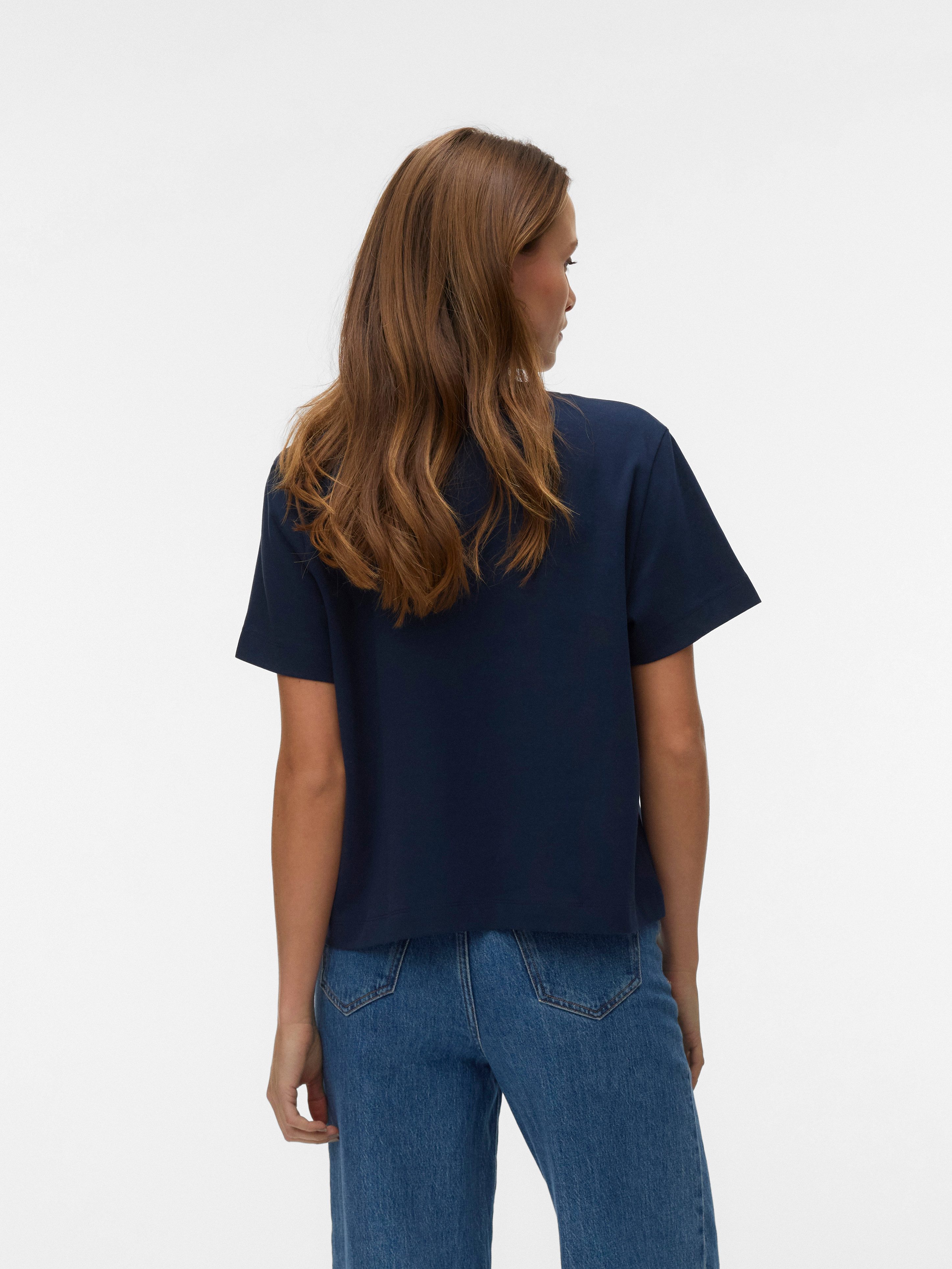 Vero Moda Kurzarmshirt VMSARA METTE SS TOP BOX JRS GA NOOS Baumwolle, regular fit