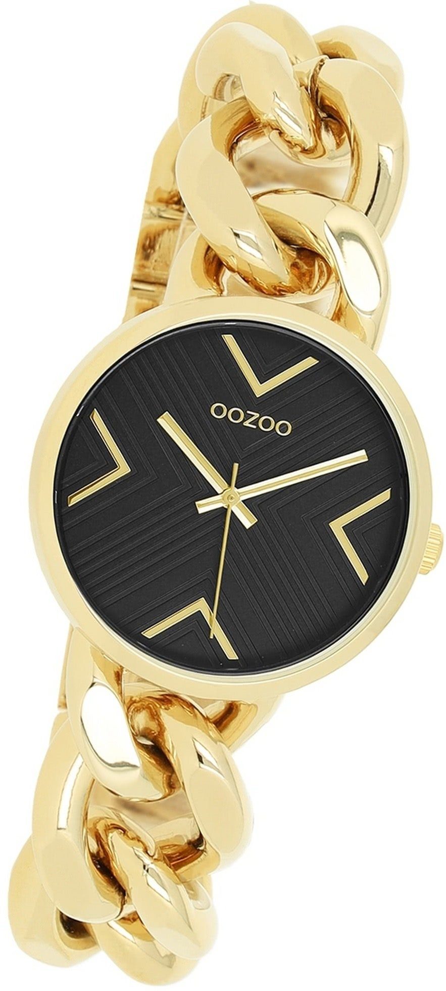 (ca. 34mm) OOZOO Damenuhr gold, Edelstahlarmband Armbanduhr Oozoo mittel rundes Gehäuse, Quarzuhr Timepieces, Damen