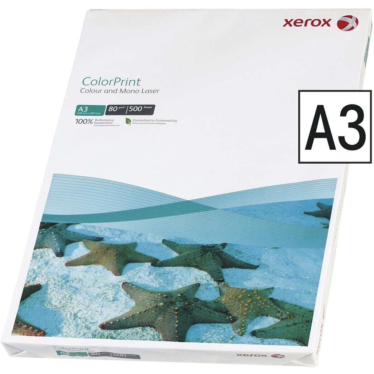 Xerox Farblaser-Druckerpapier ColorPrint, Format 171 A3, g/m², DIN 500 CIE, 80 Blatt