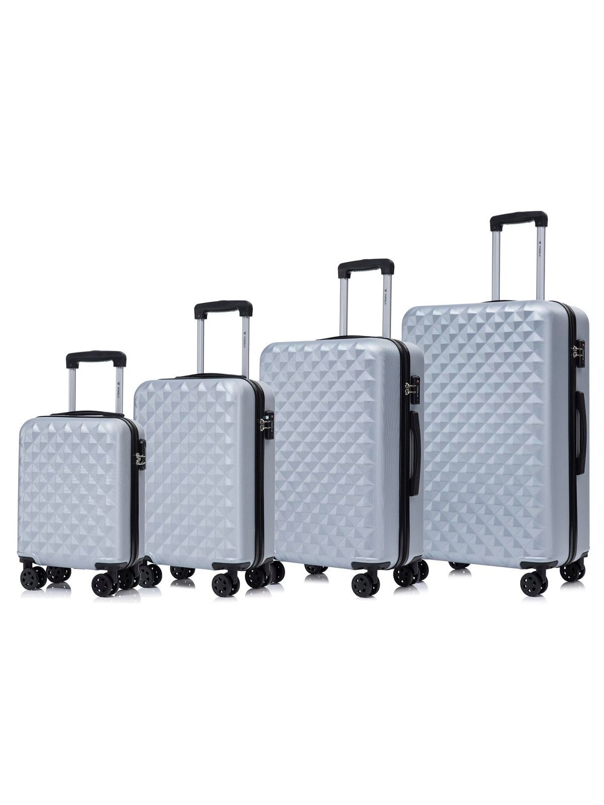 YONSLY Kofferset Reisekoffer Hartschalenkoffer Trolley Kabinenkoffer Rollkoffer, 4 Rollen, (Set, 4 tlg., Größen S, M, L und XL), ABS-Hartschale, 360°-Doppelrollen, austauschbare Rollen & Griffe