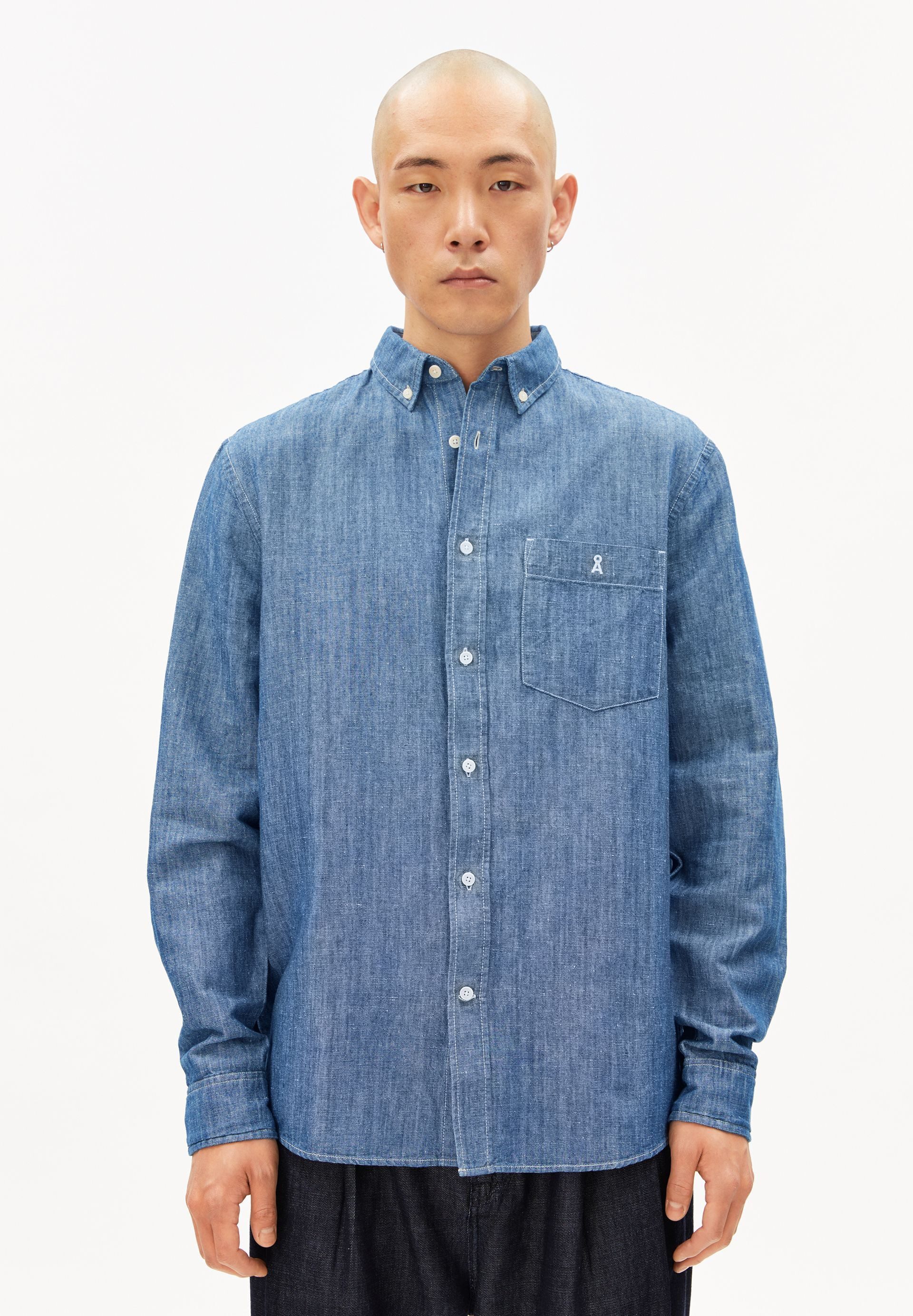 Armedangels Langarmhemd CHAMBRE LINO Hemd aus Bio-Baumwoll Mix (1-tlg., Relaxed Fit) Relaxed Fit