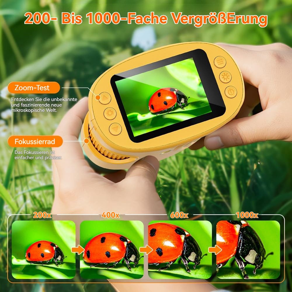 Lisabonde Digitales Handmikroskop 1000x Zoom mit 2,0" Display & 64GB Kindermikroskop (50x-1000x, Stufenloser 200x-1000x Zoom & 2,0 Zoll IPS-Display inkl. 64GB S – Bild 4 von 5