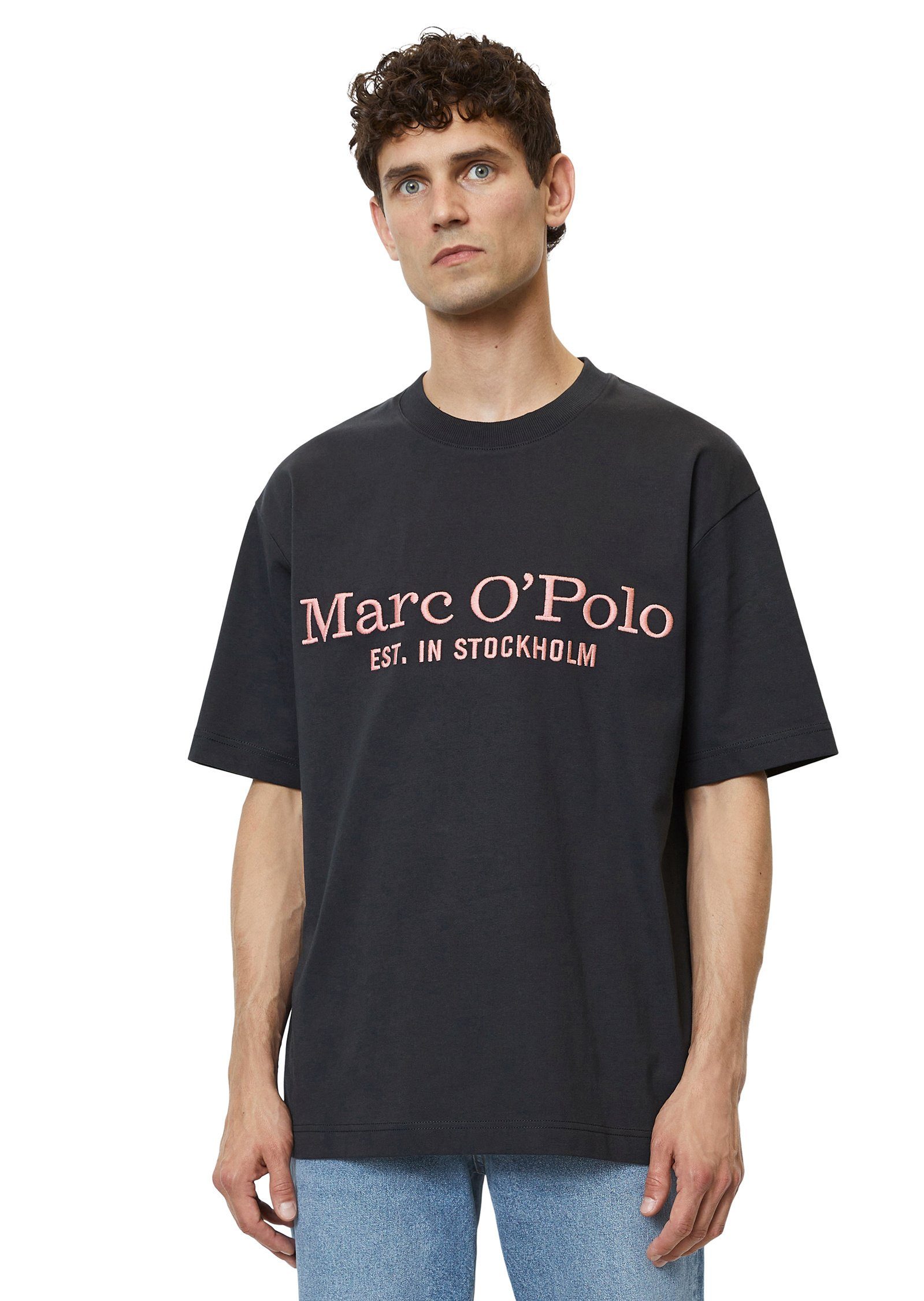 Marc O'Polo T-Shirt aus hochwertiger Bio-Baumwolle dunkelblau