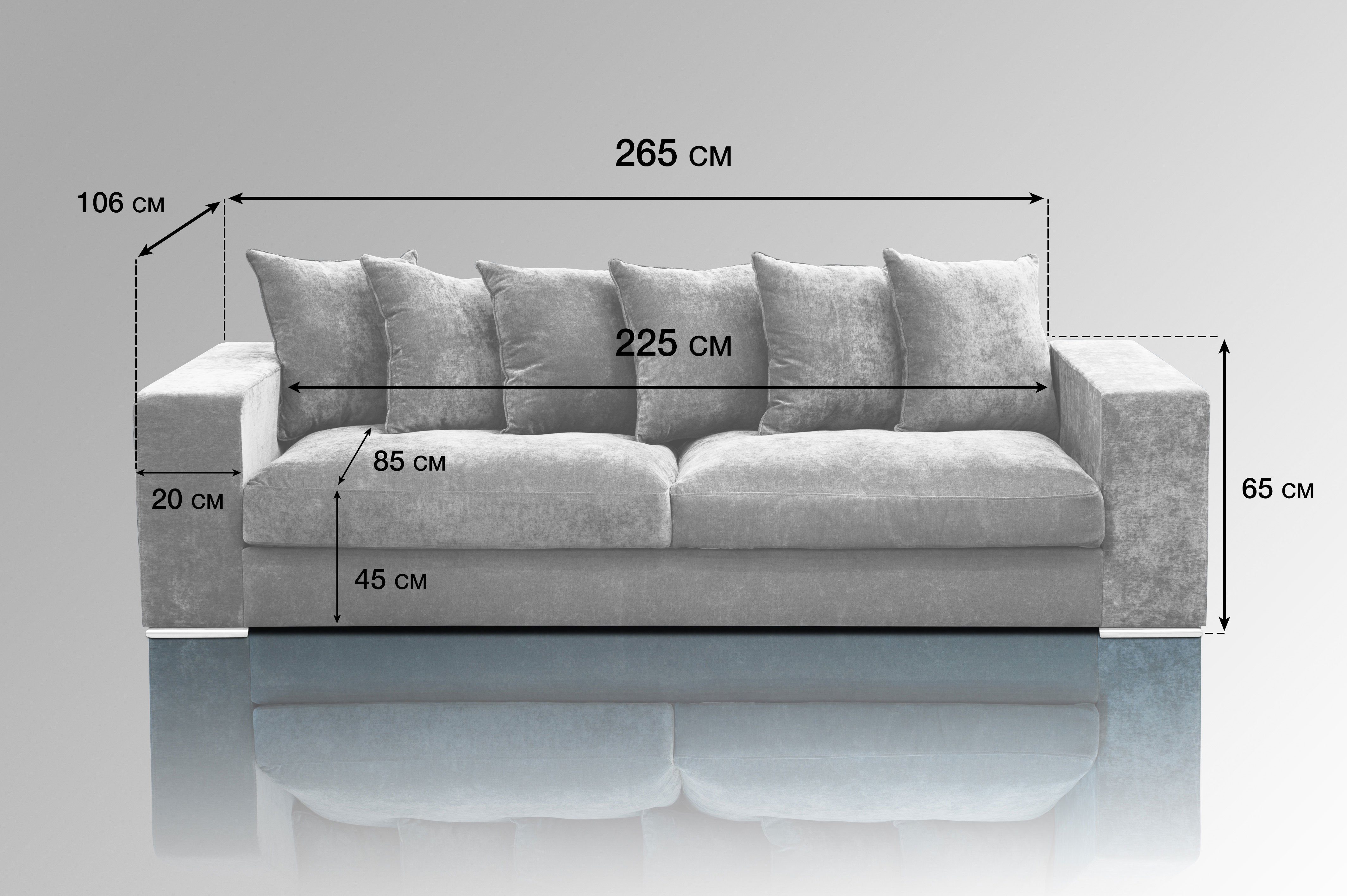 4 Elements 4 AMARIS Sofa 'Monroe' Größen, Grau Made Couch Sofa (Samt) Sofa Big XL Sitzer in Wohnzimmer Samt in Europe