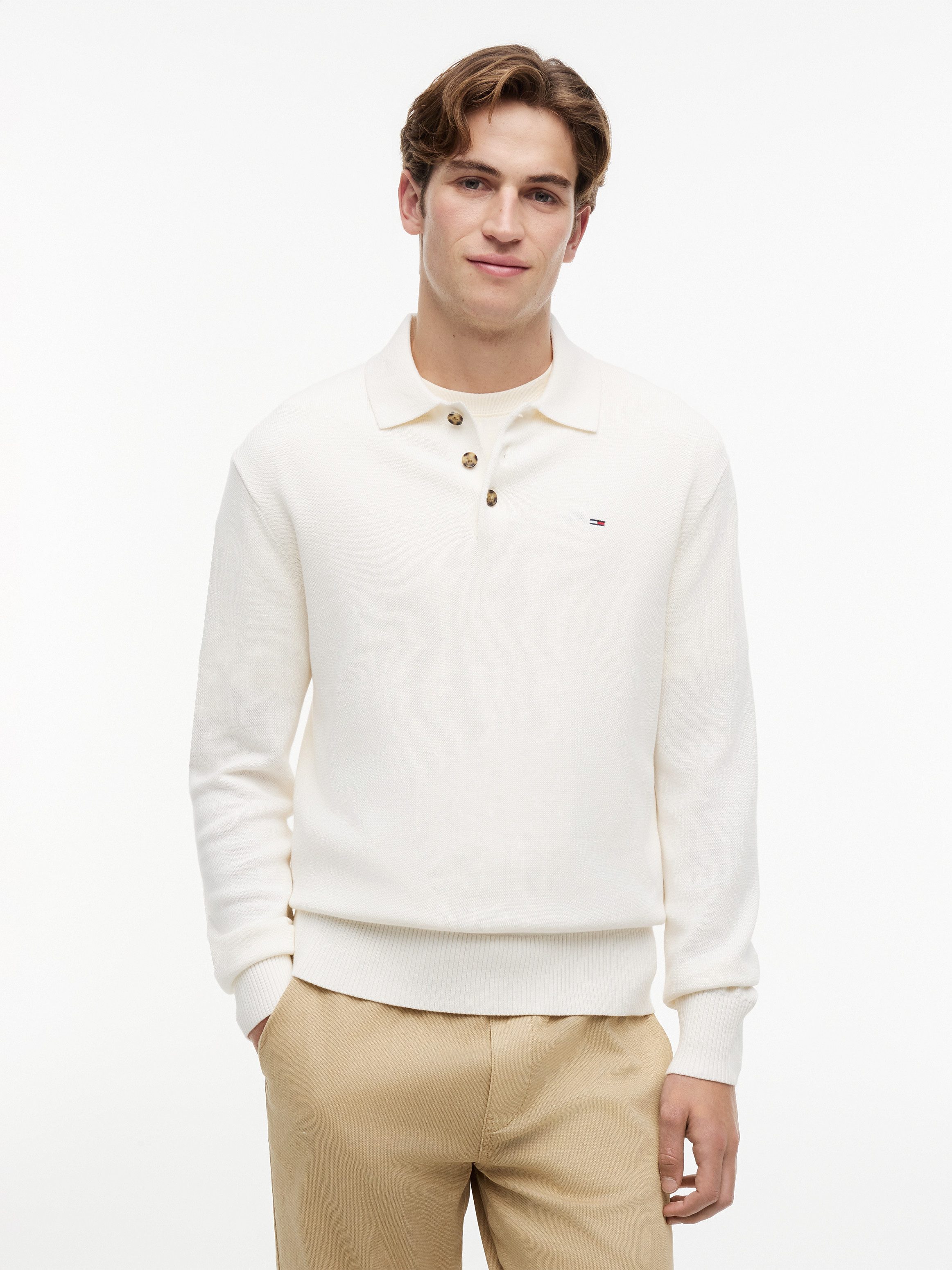 Tommy Jeans Polokragenpullover TJM SLIM ESSENTIAL POLO SWEATER mit Logostickerei