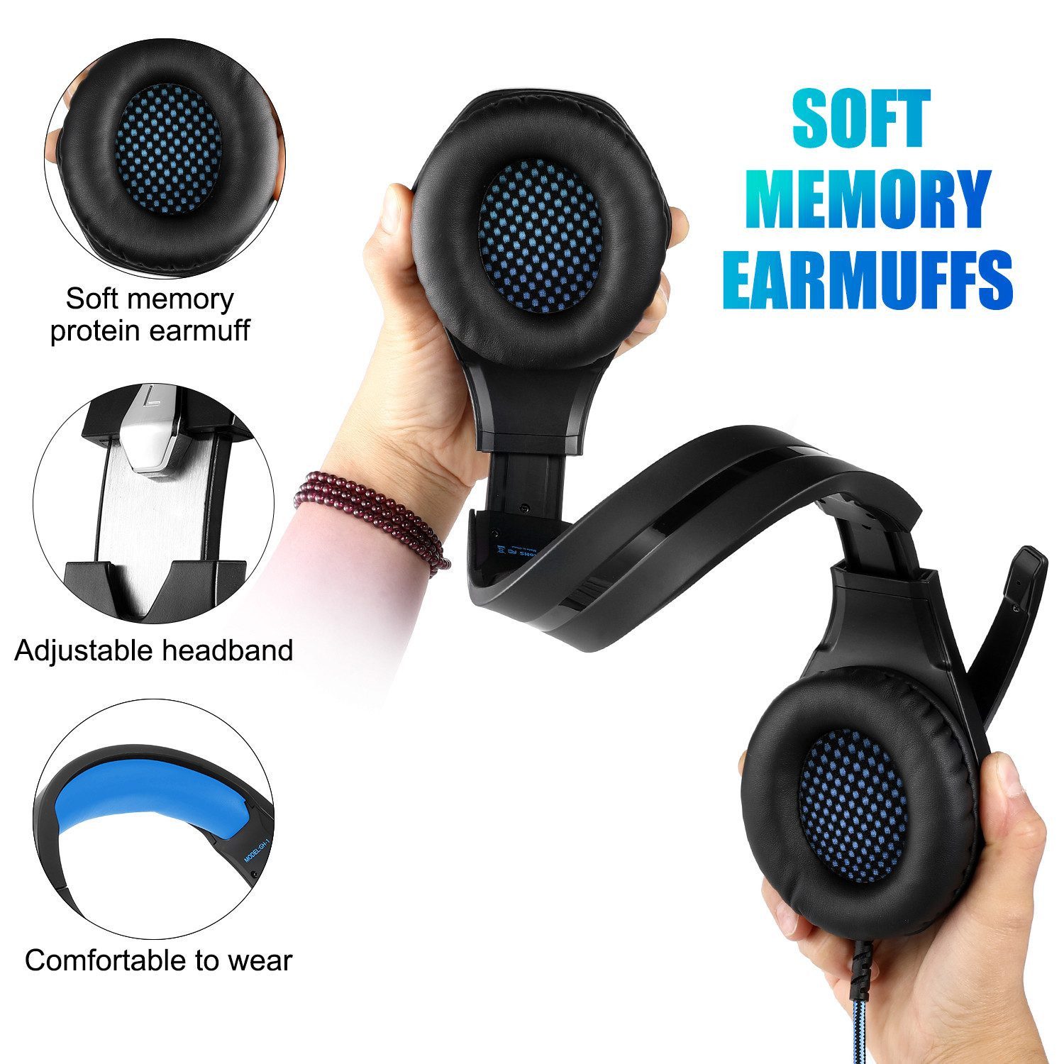 Forrlite Gaming Headset für PS4 PS5 PC Xbox One, Xbox Series X Gaming-Headset (Headset mit Noise Cancelling Mikrofon,3,5mm Kabelmodus für Xbox-Serie)