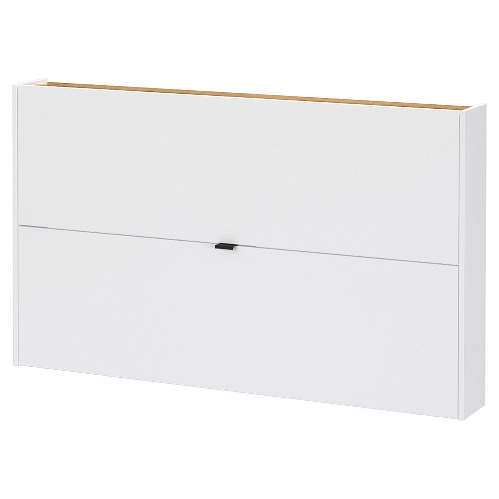 Lomadox Schuhschrank ABERDEEN-01 140 cm breit, in weiß mit Eiche, wandhängend, 2 Klappen