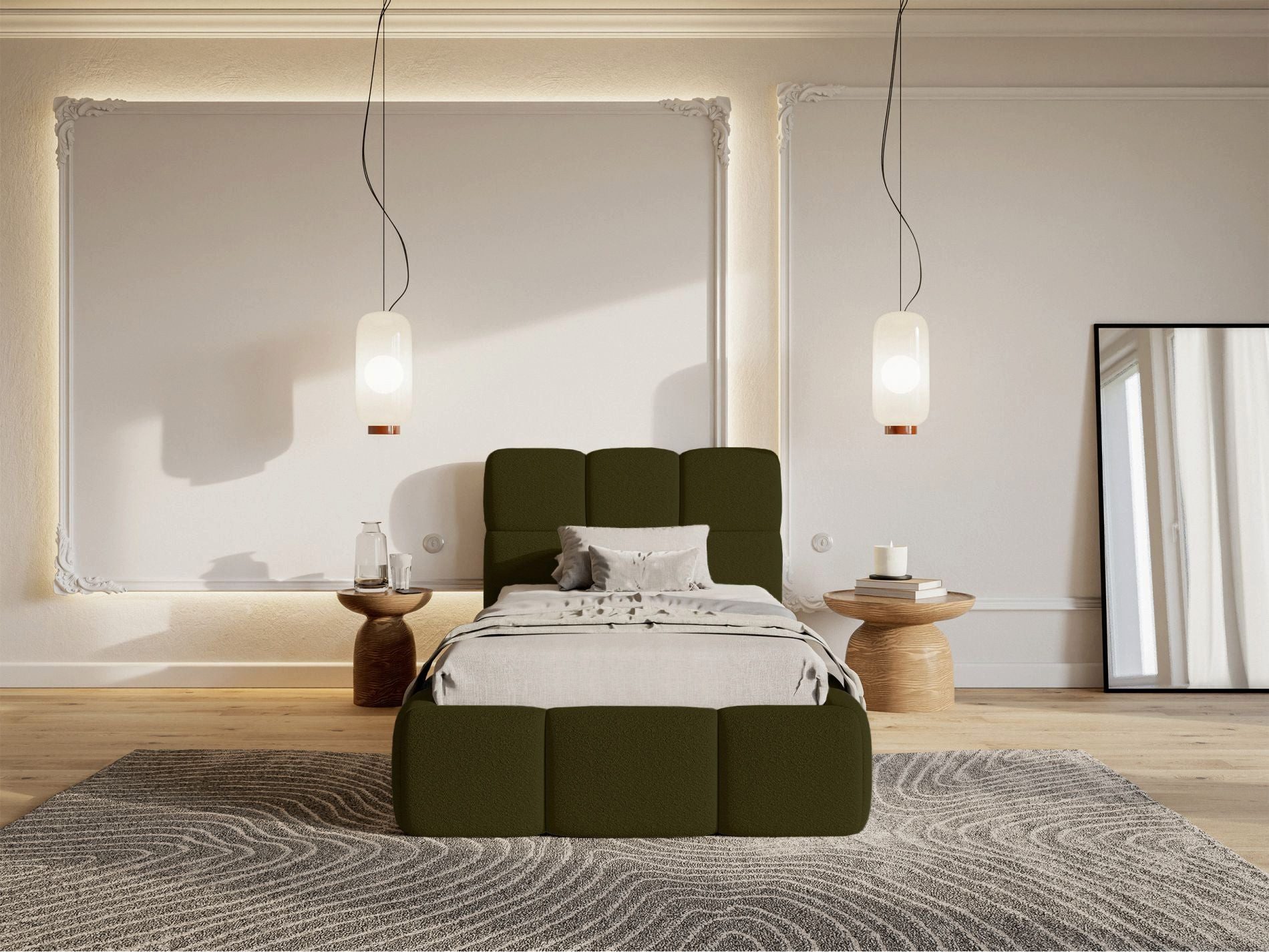 Selsey Kinderbett CLOUDY, mit Bettkasten, Lattenrost, Bouclé, 90 x 200 cm